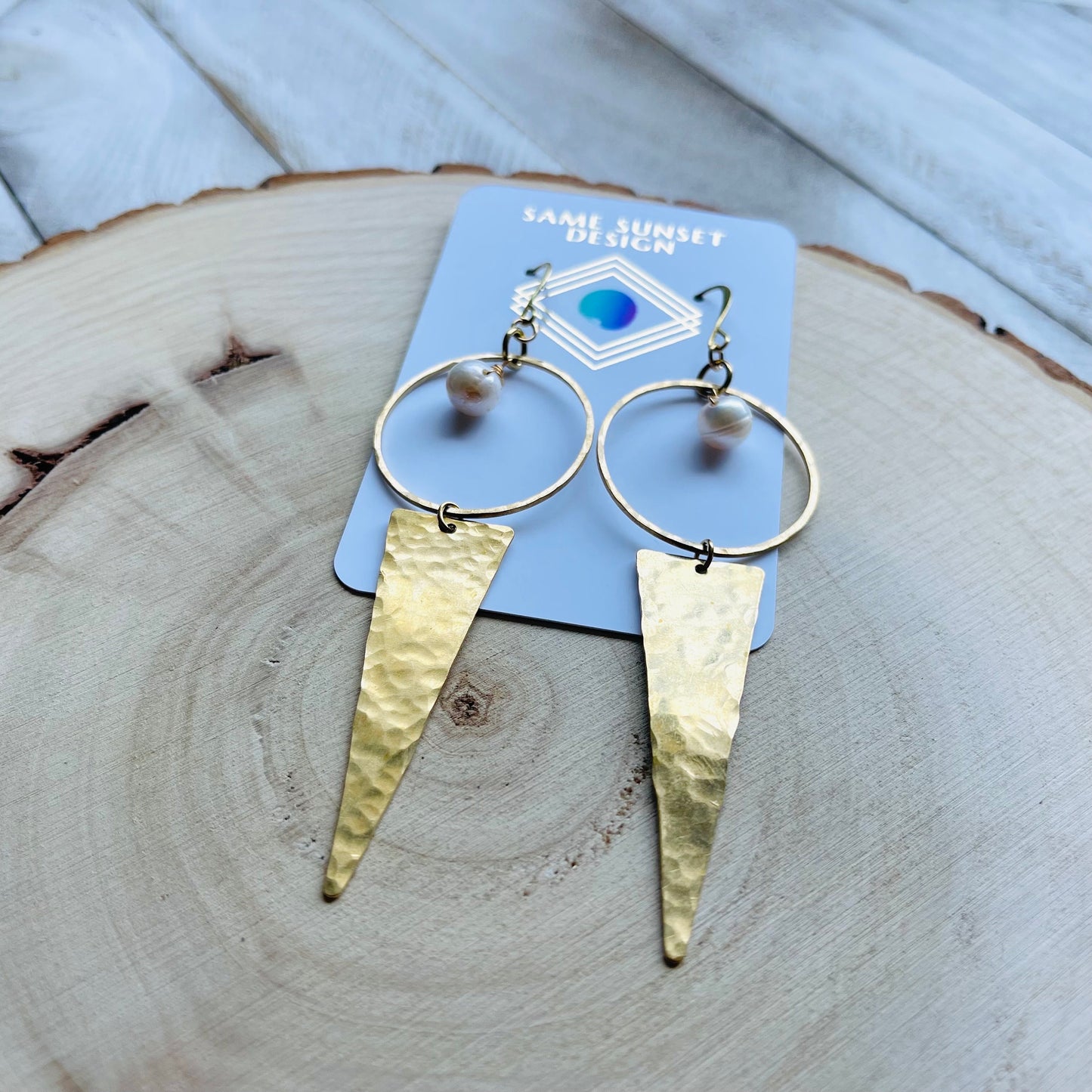 Pearl Triangle Earrings