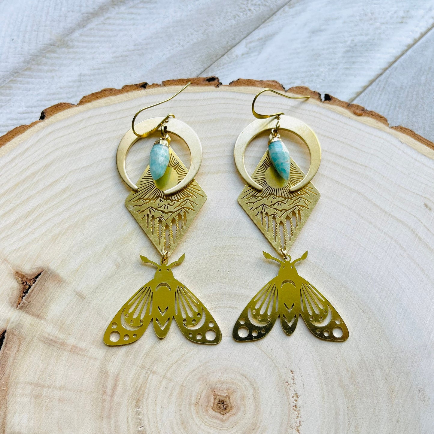 Aventurine Moth Earrings