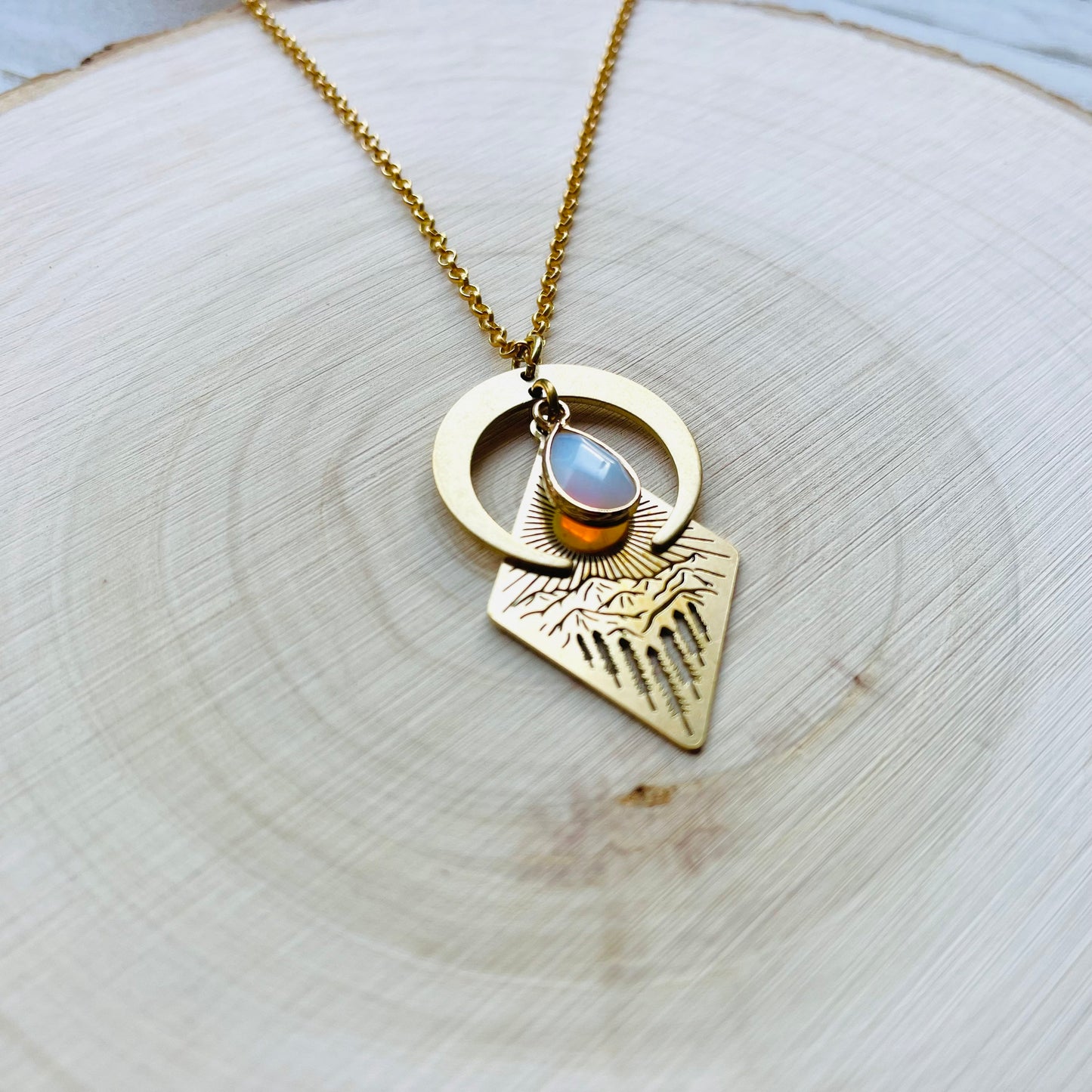 Opalite Mountain Moon Necklace