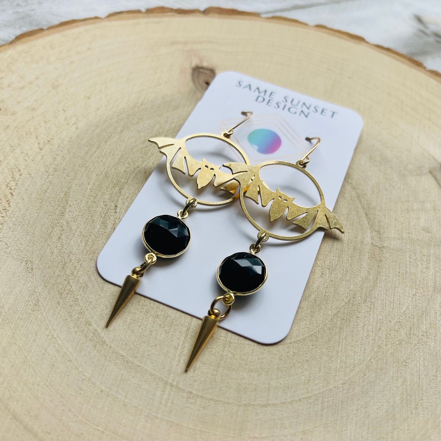 Onyx Bat Earrings