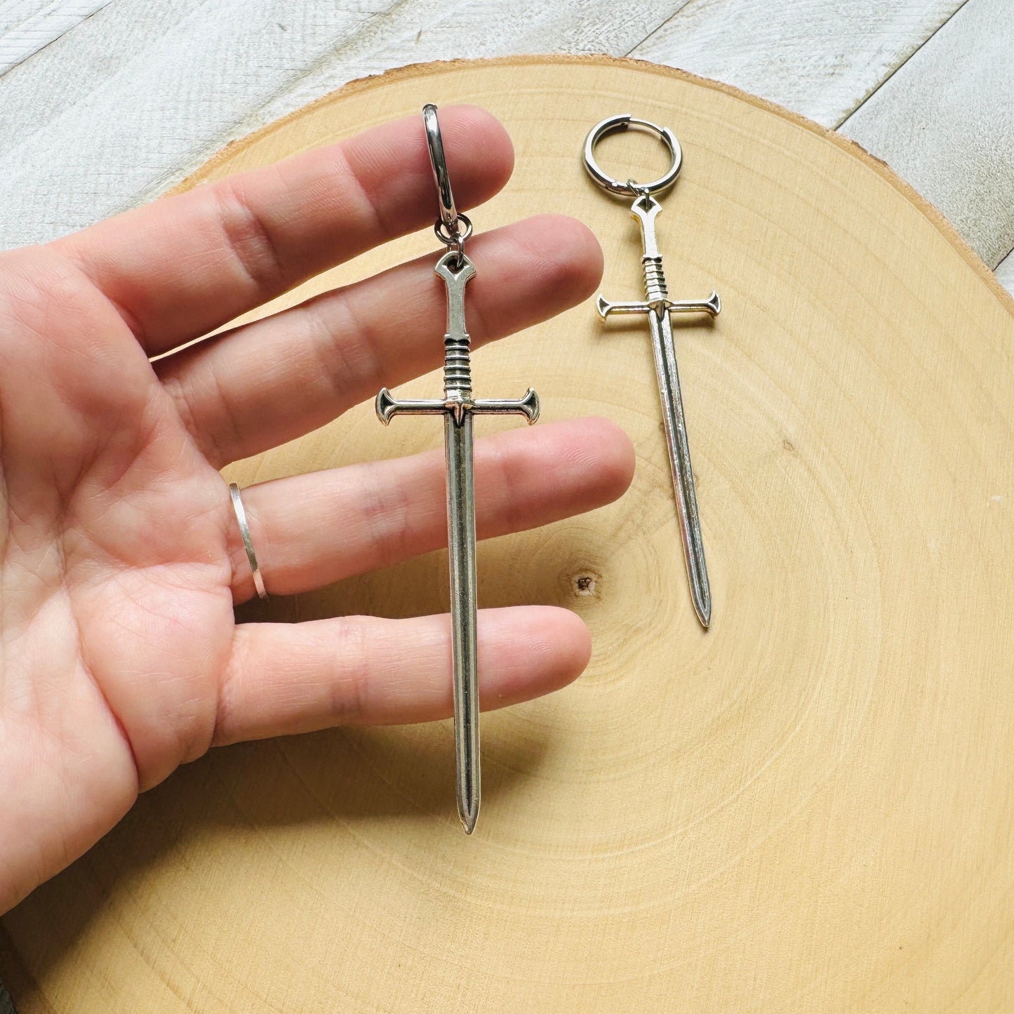 Sword Huggie Hoop Earrings