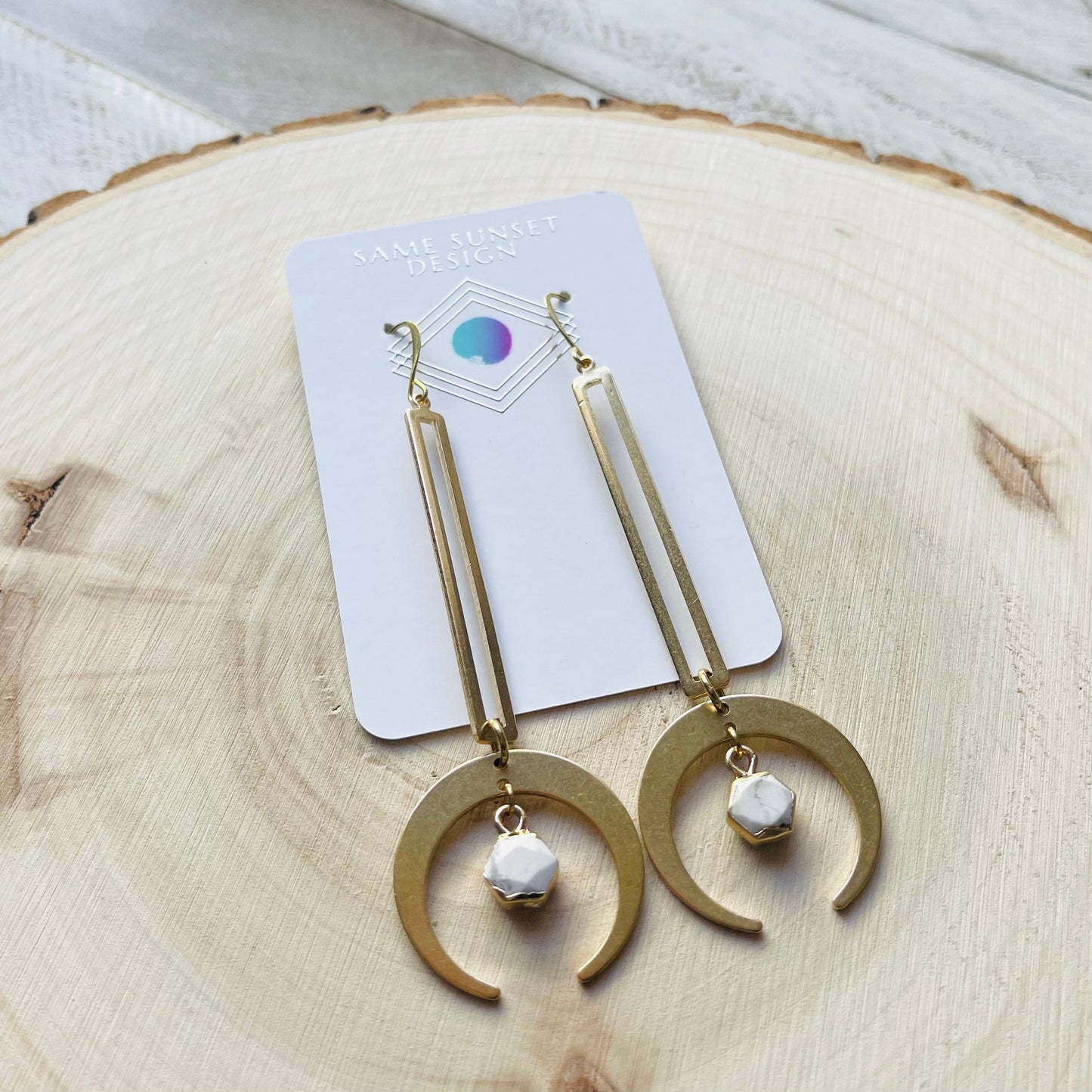 Howlite Moon Earrings