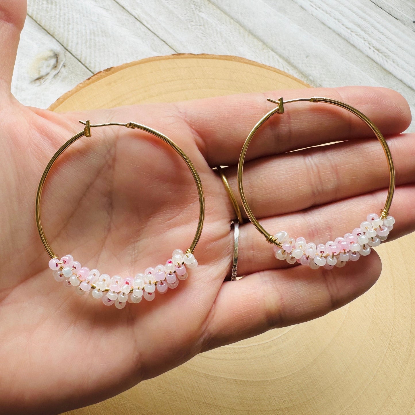 Seed Bead Hoop Earrings