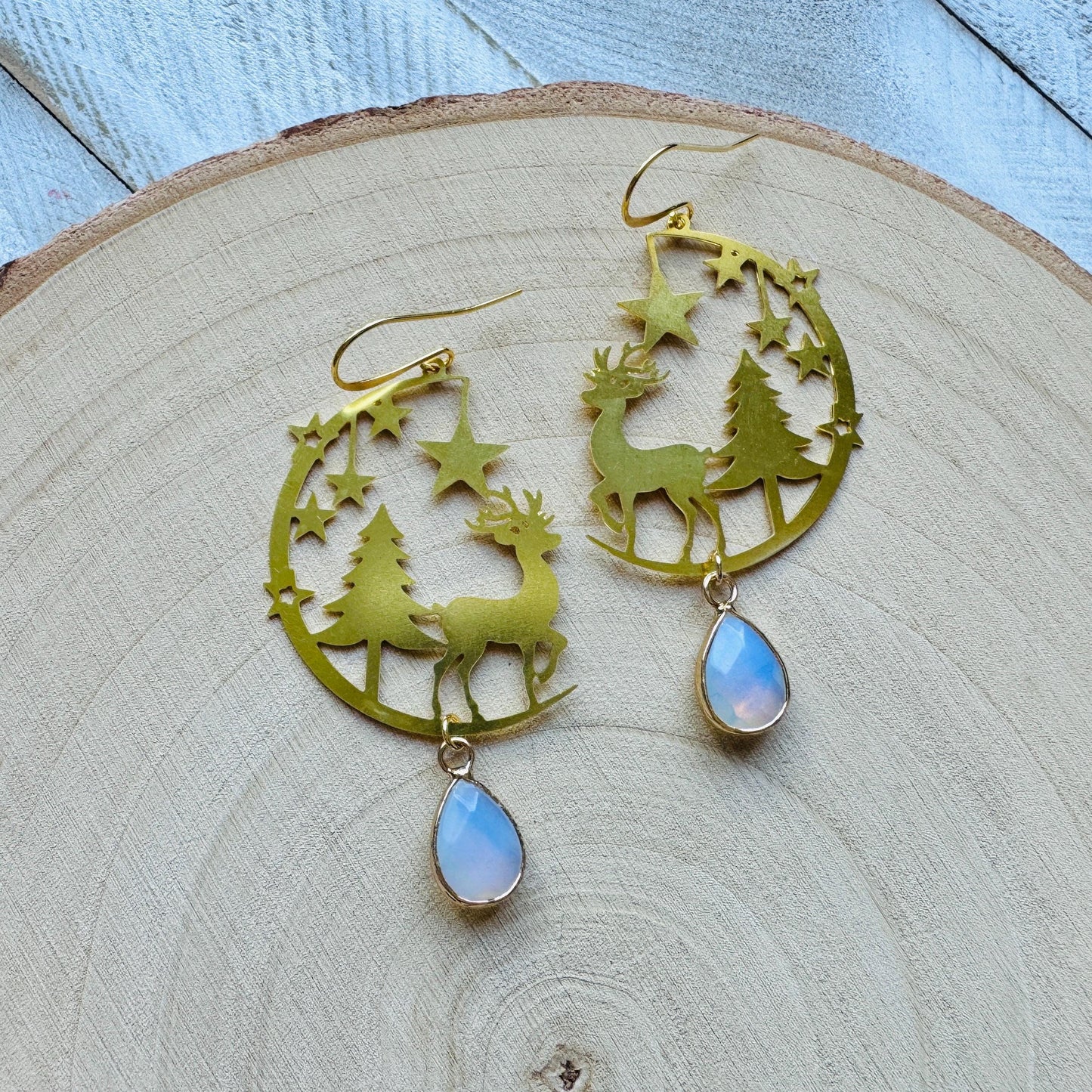 Opalite Reindeer Earrings
