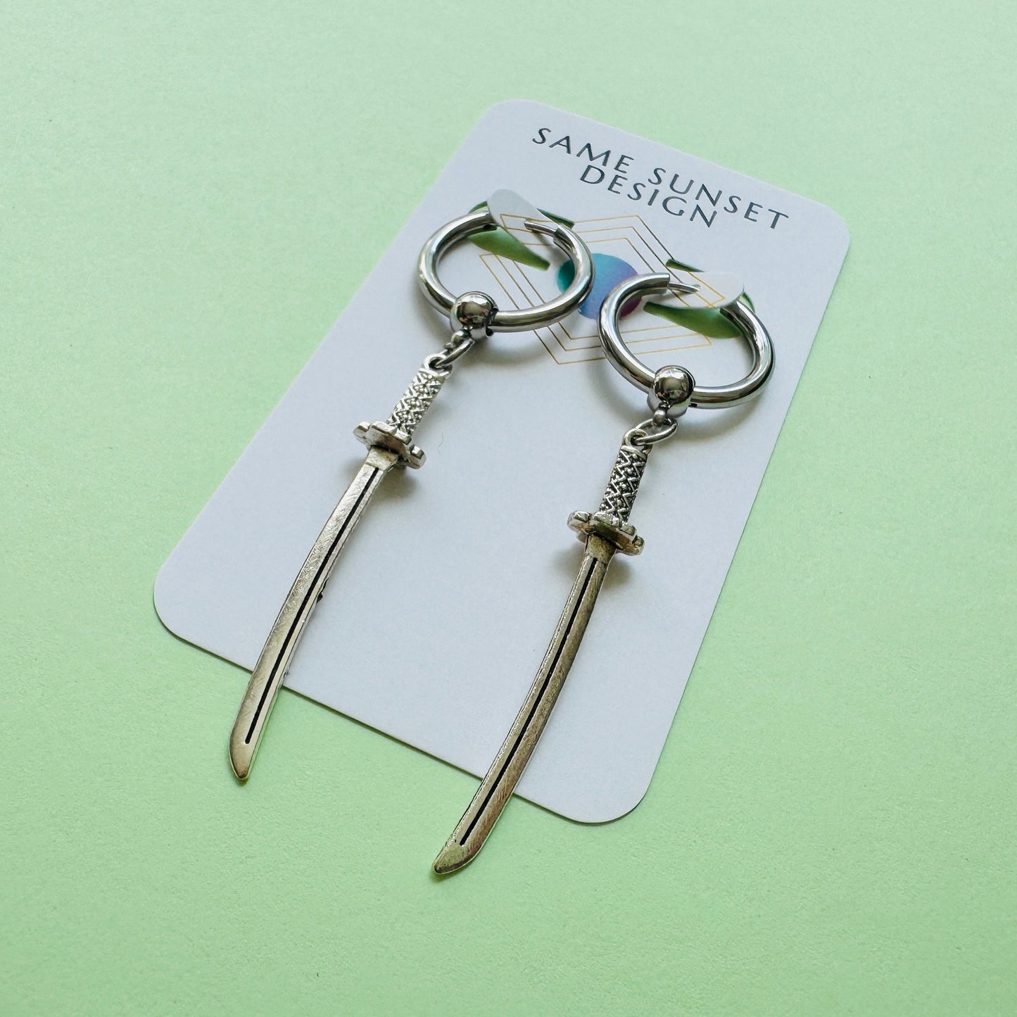 Sword Huggie Hoop Earrings