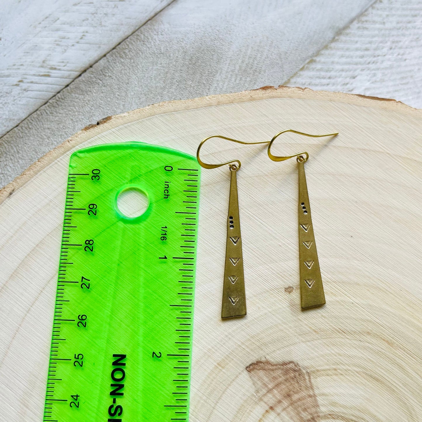 Stamped Brass Geometric Earrings
