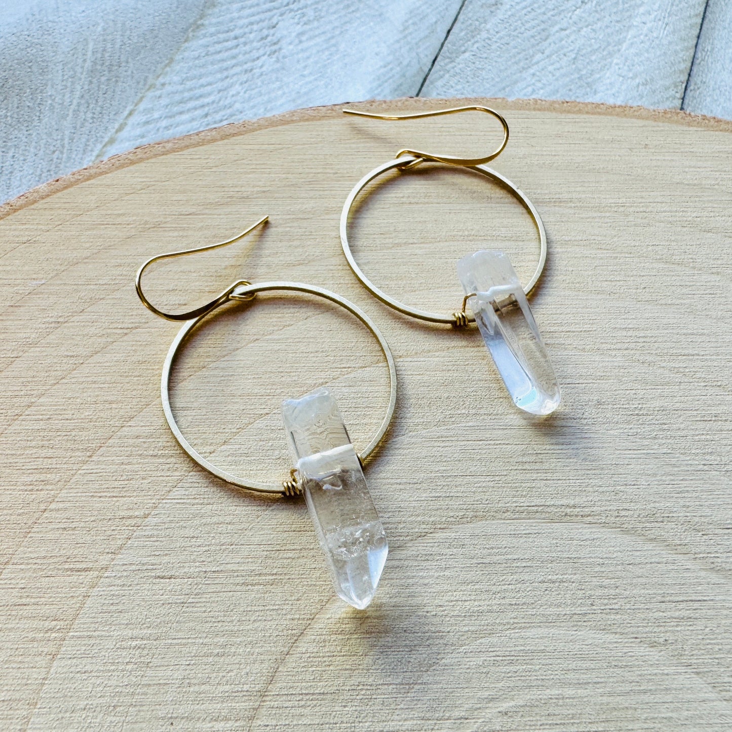 Raw Quartz Hoop Earrings