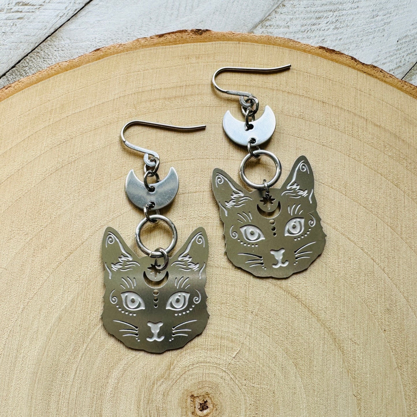 Stainless Steel Cat Earrings