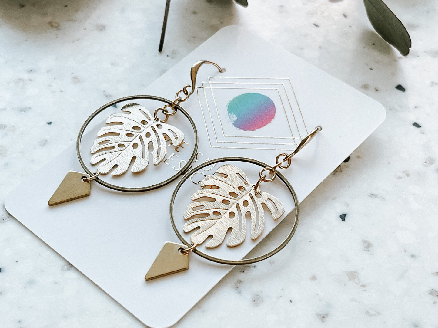 Monstera Leaf Earrings
