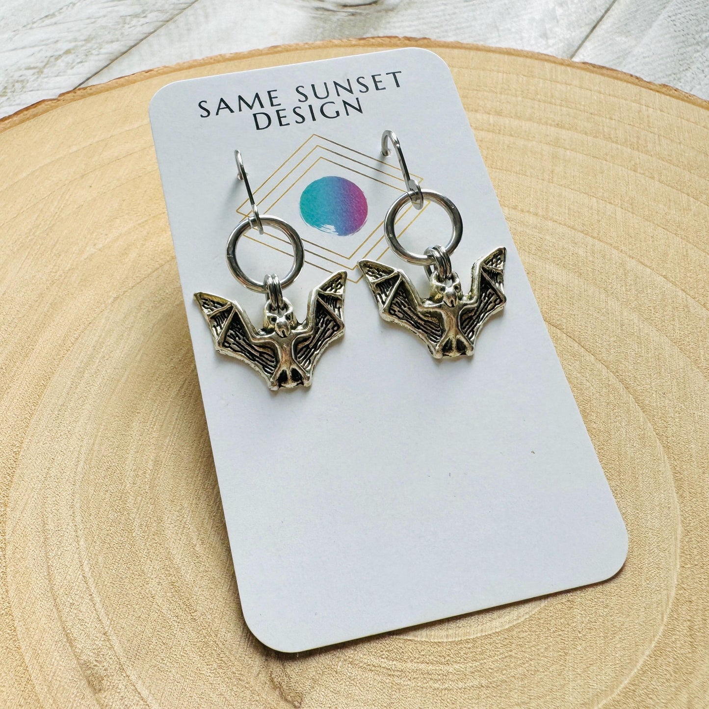 Silver Bat Earrings