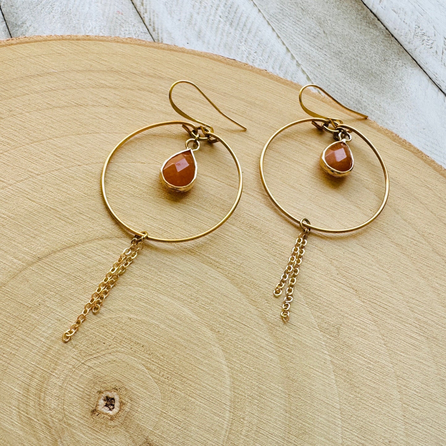 Aventurine Hoop Earrings