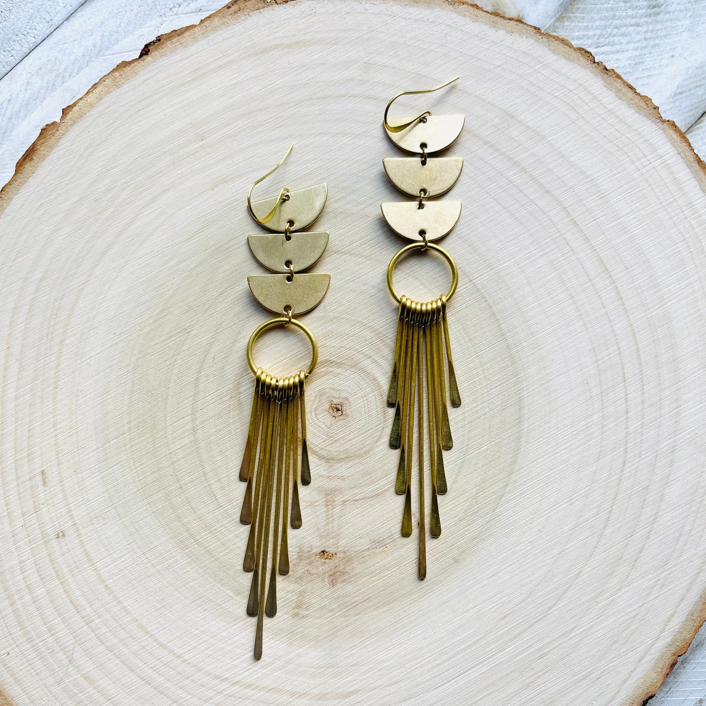 Geometric Brass Fringe Earrings