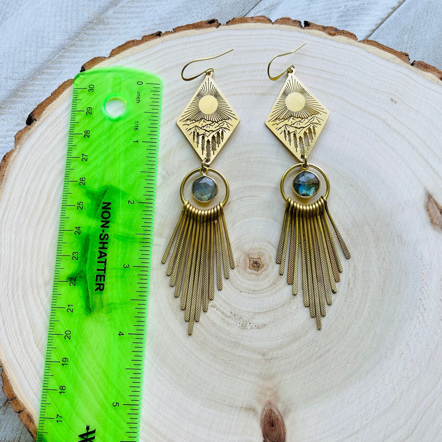 Labradorite Mountain Fringe Earrings