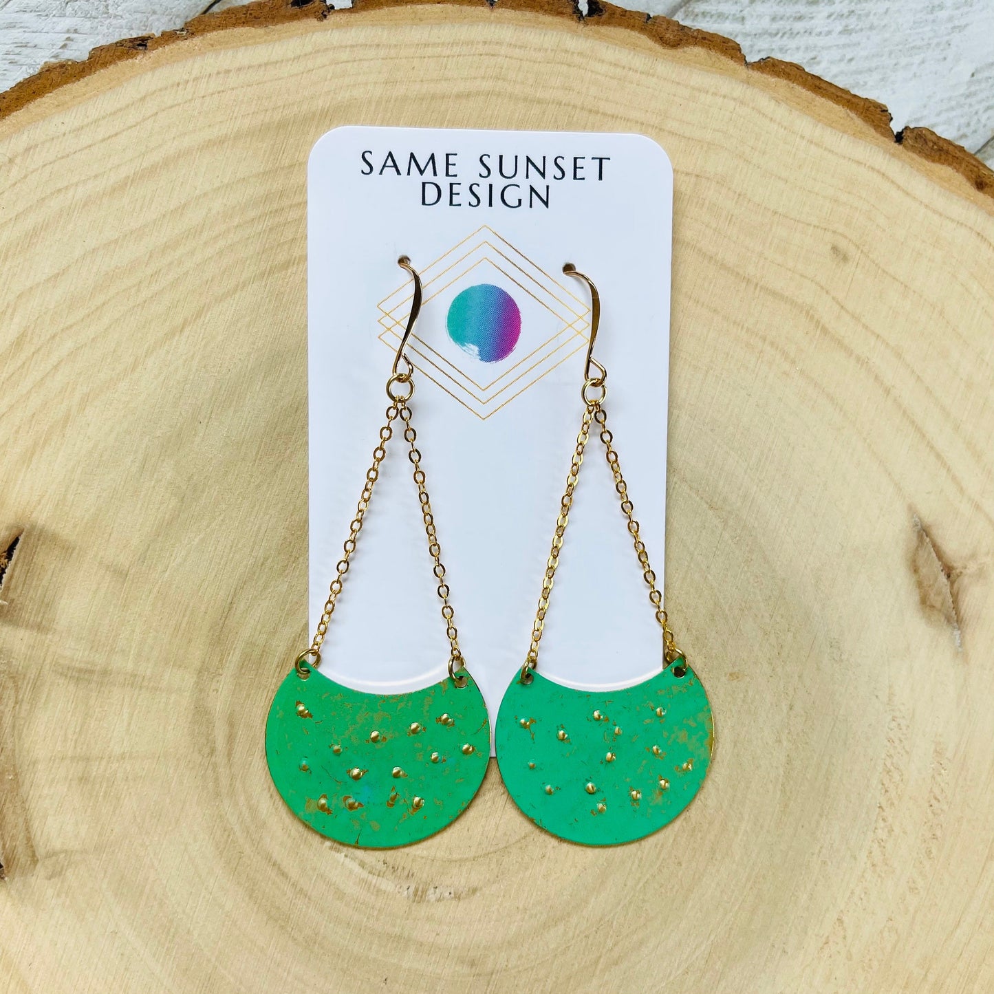 Patina Brass Dangle Earrings