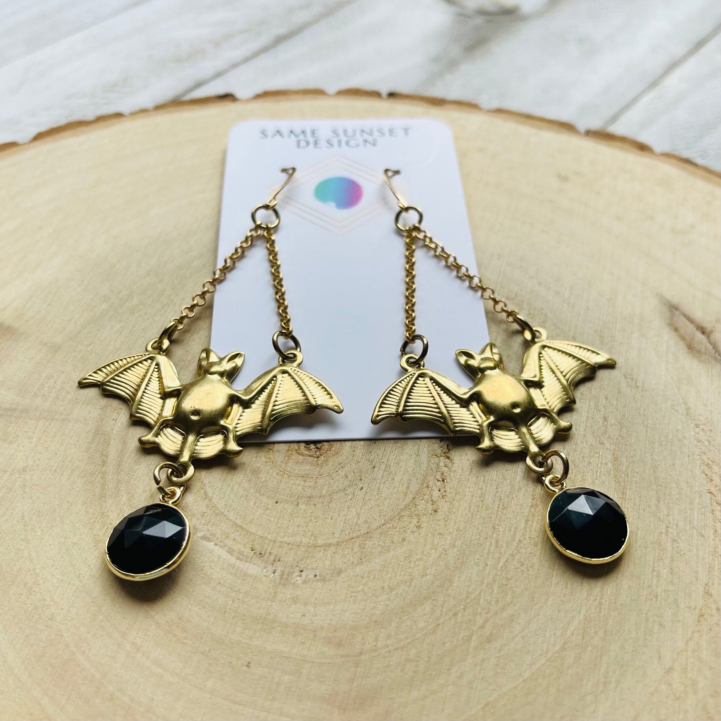 Onyx Bat Earrings
