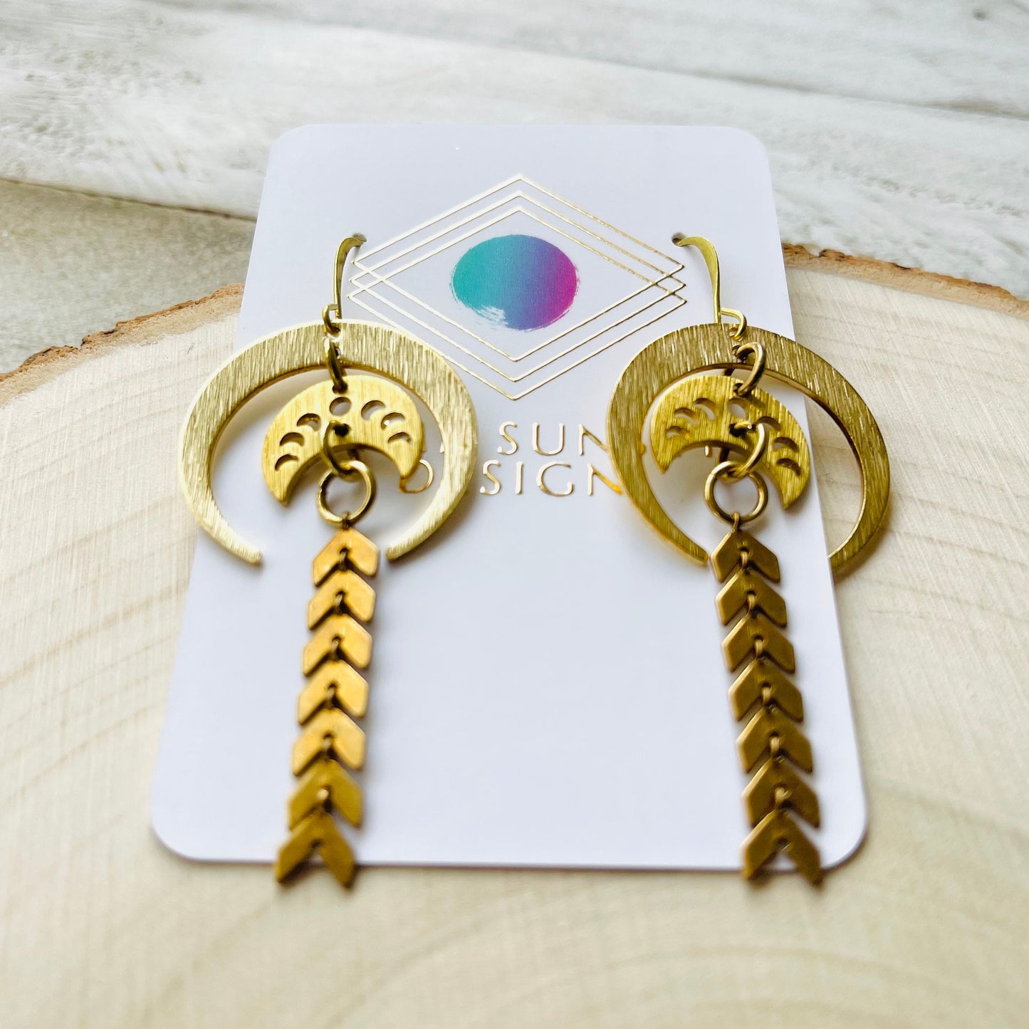 Brass Moon Earrings