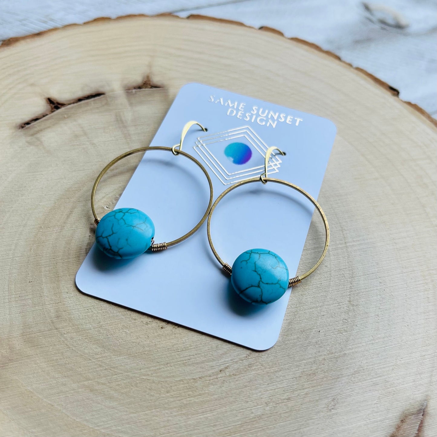 Turquoise Hoop Earrings, Western Boho Jewelry, Hoop Earrings Gold, Sweet 16 Gift Granddaughter, Birthday Gift Ideas, Tween Jewelry