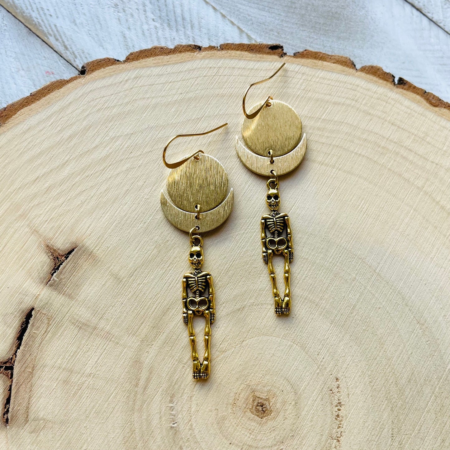 Skeleton Earrings, Goth Earrings Dangle, Crescent Moon Jewelry, Halloween Earrings Dangle, Witchy Gifts, Unique Gifts for Teenage Girls