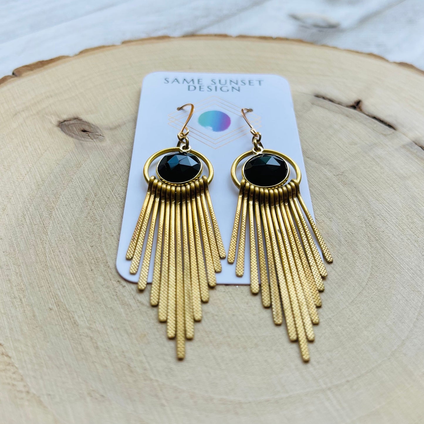 Chalcedony Earrings, Fringe Earrings, Western Earrings Gold, Geometric Earrings, Boho Jewelry Gifts for Daughter, Unique Gifts for Sisters