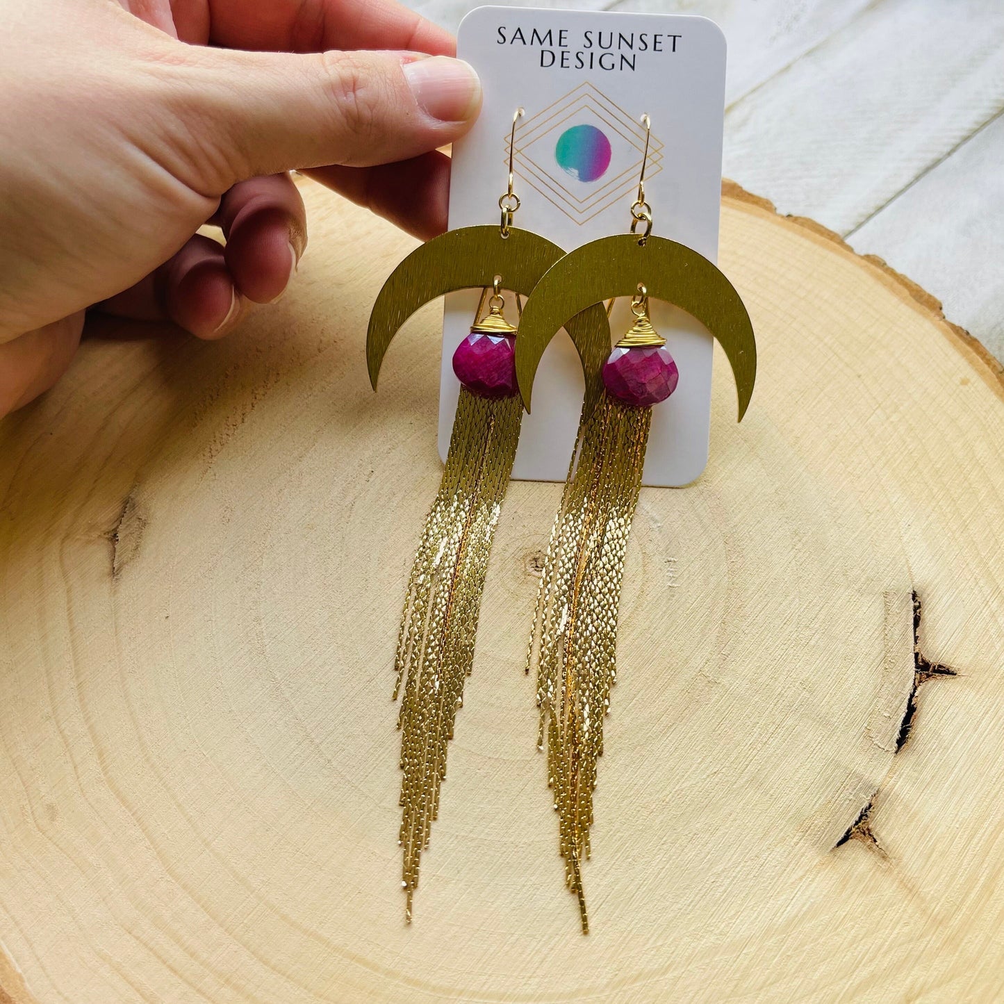 Moonstone Earrings Dangle, Fringe Earrings, Witchy Earrings, Wanderlust Jewelry, Stocking Stuffers for Mom Christmas Gifts for Girlfriend