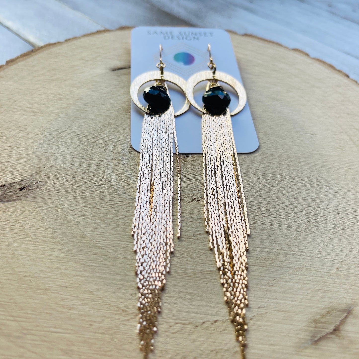 Onyx Earrings Dangle, Fringe Earrings, Witchy Earrings, Wanderlust Jewelry, Moon Jewelry, Statement Earrings Boho, Unique Gifts for Women
