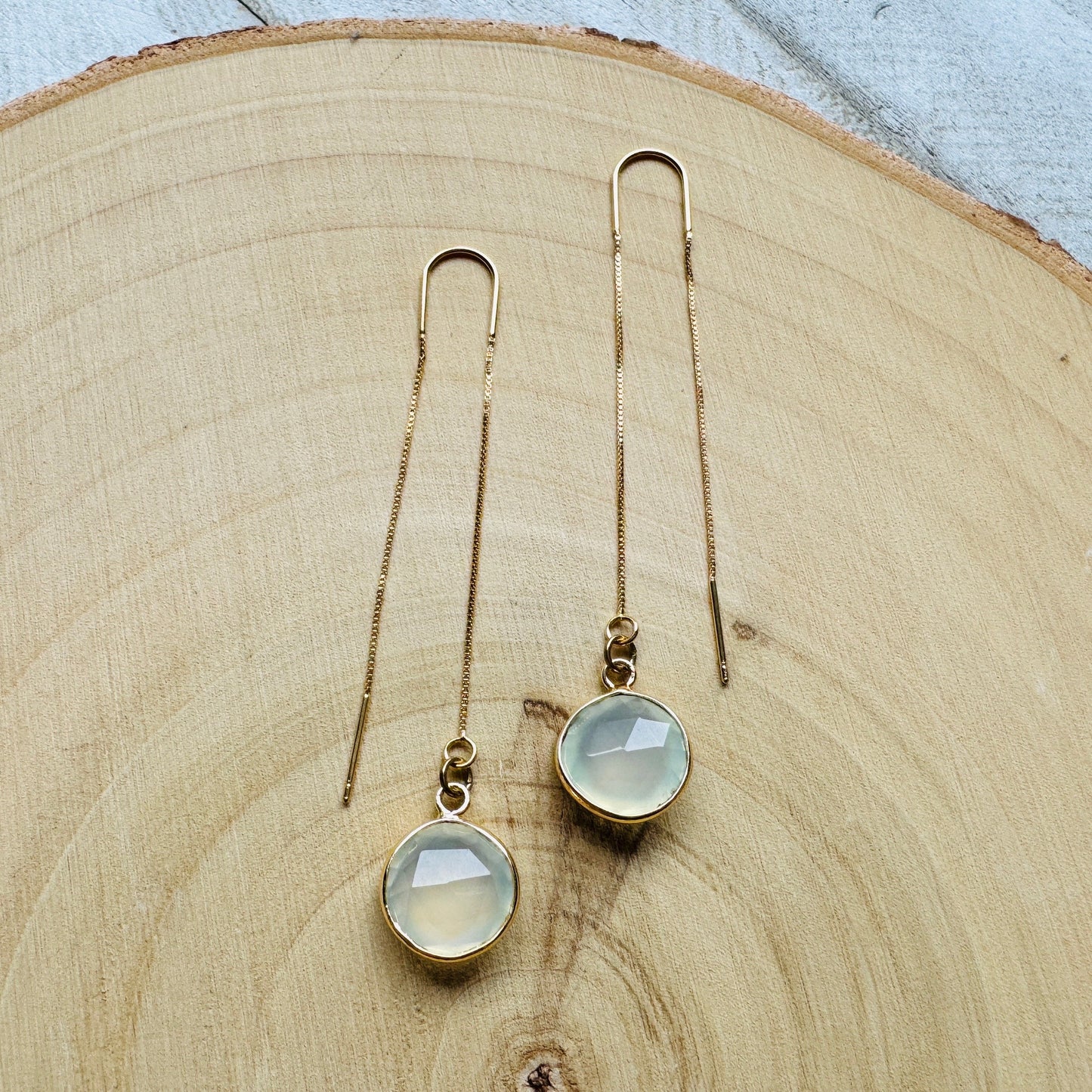 Chalcedony Earrings, Threader Earrings, Western Earrings Dangle, Statement Earrings Boho, Wedding Jewelry for Brides, Best Gift for Mom