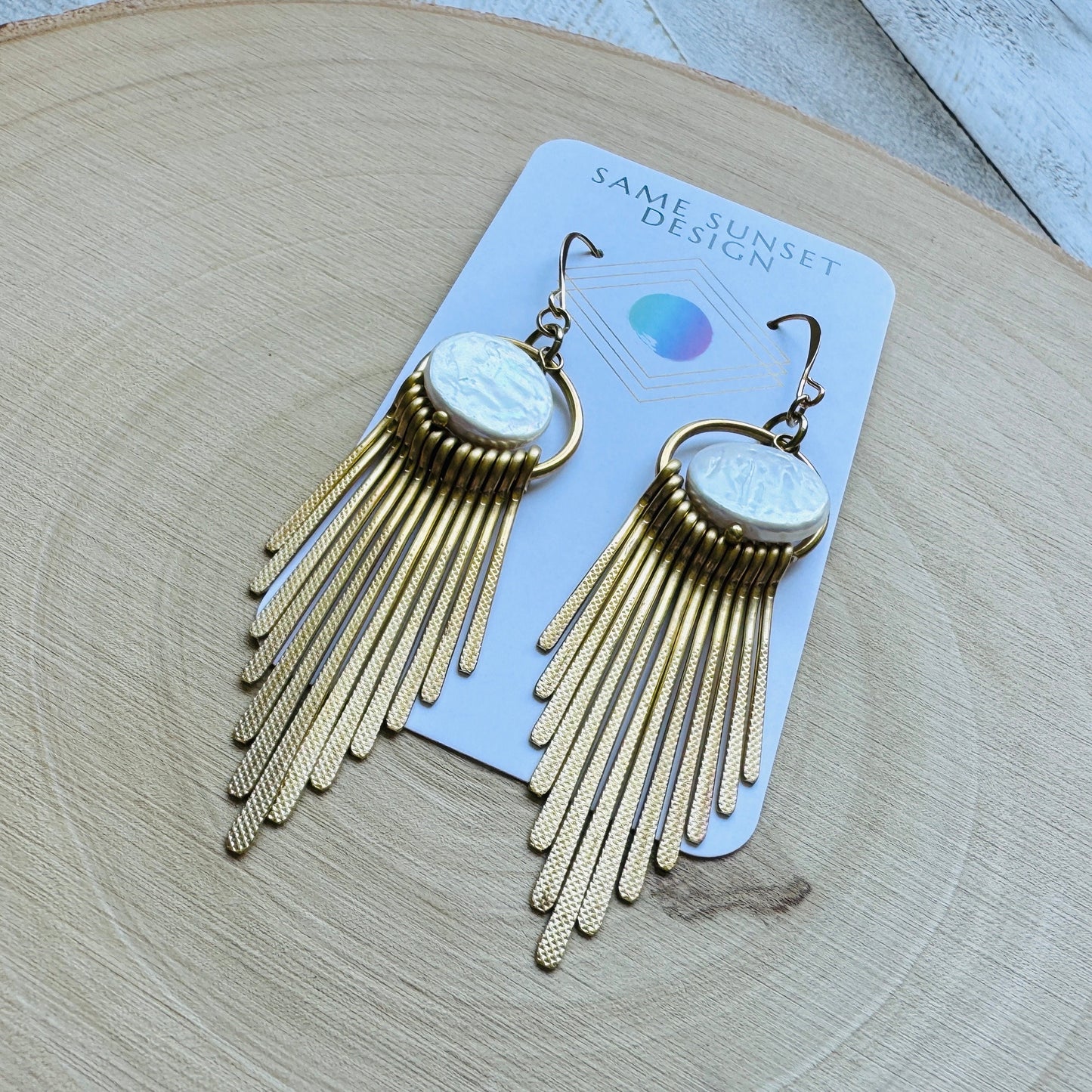 Pearl Earrings, Geometric Jewelry, Beach Lover Jewelry, Best Gift for Mom, Vacation Earrings, Boho Earrings for Wedding, Teen Girl Gifts