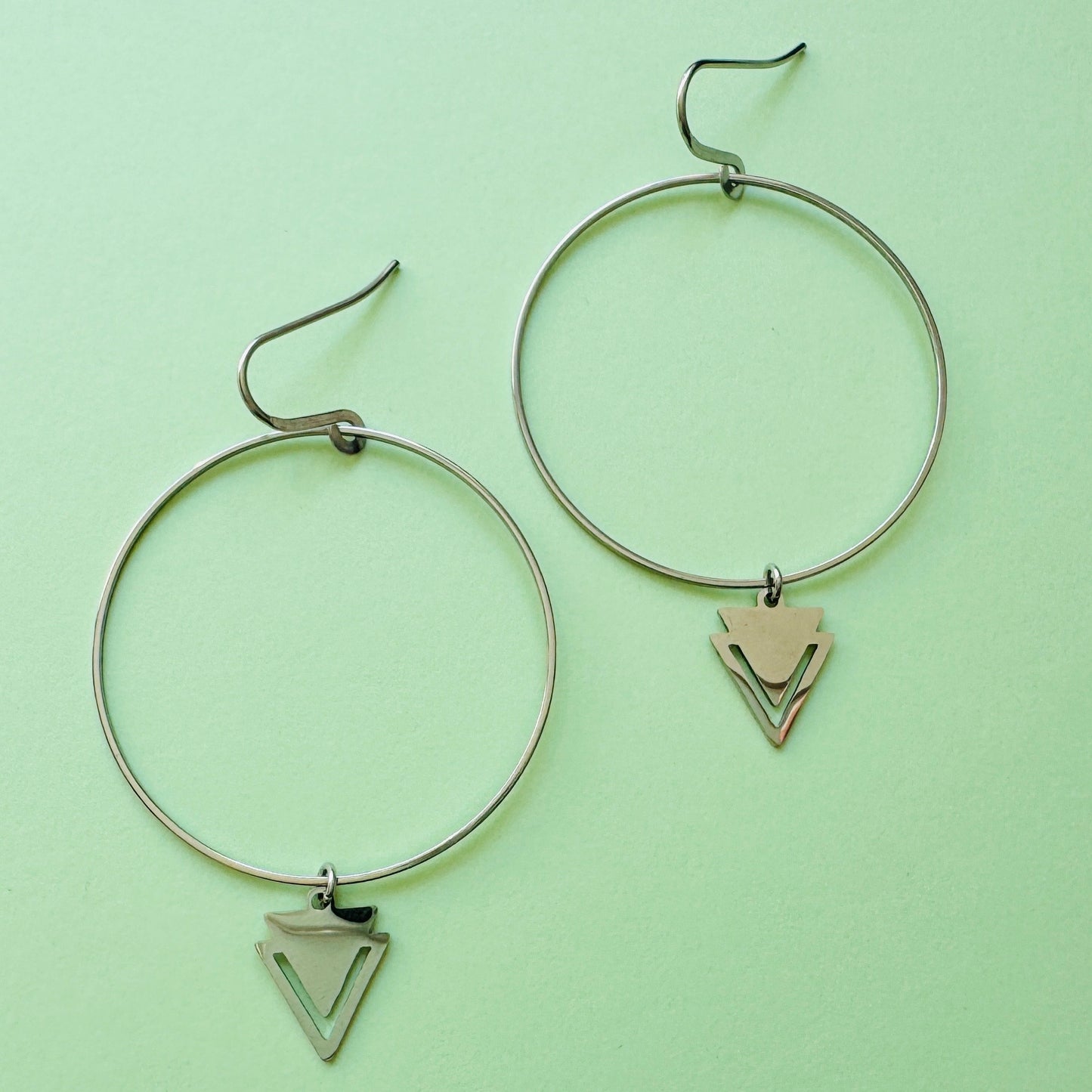 Hoop Earrings Silver, Goth Earrings Dangle, Best Friend Birthday Gifts for Her, Trendy Jewelry, Sweet 16 Gift for Daughter, Stainless Steel