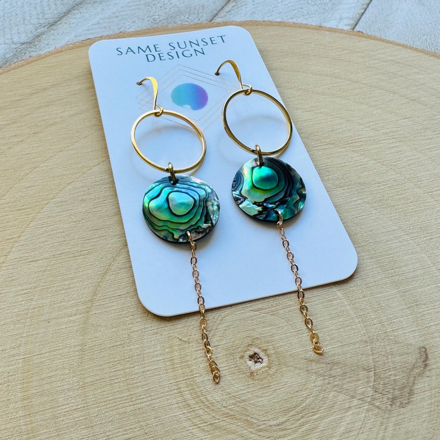 Abalone Earrings, Boho Earrings, Hoop Earrings Gold, Nature Lover Gift, Best Friend Birthday Gift, Sweet 16 Gift, Stocking Stuffers for Mom