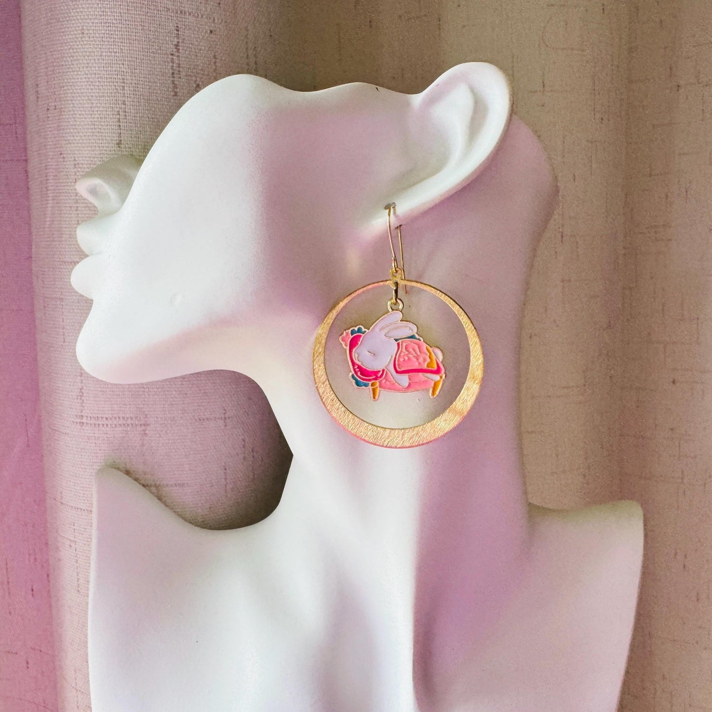 Bunny Earrings, Earrings Dangle Boho, Geometric Jewelry, Easter Basket Stuffers for Tween, Kawaii, Fun Birthday Gift, Nerdy Gifts for Women