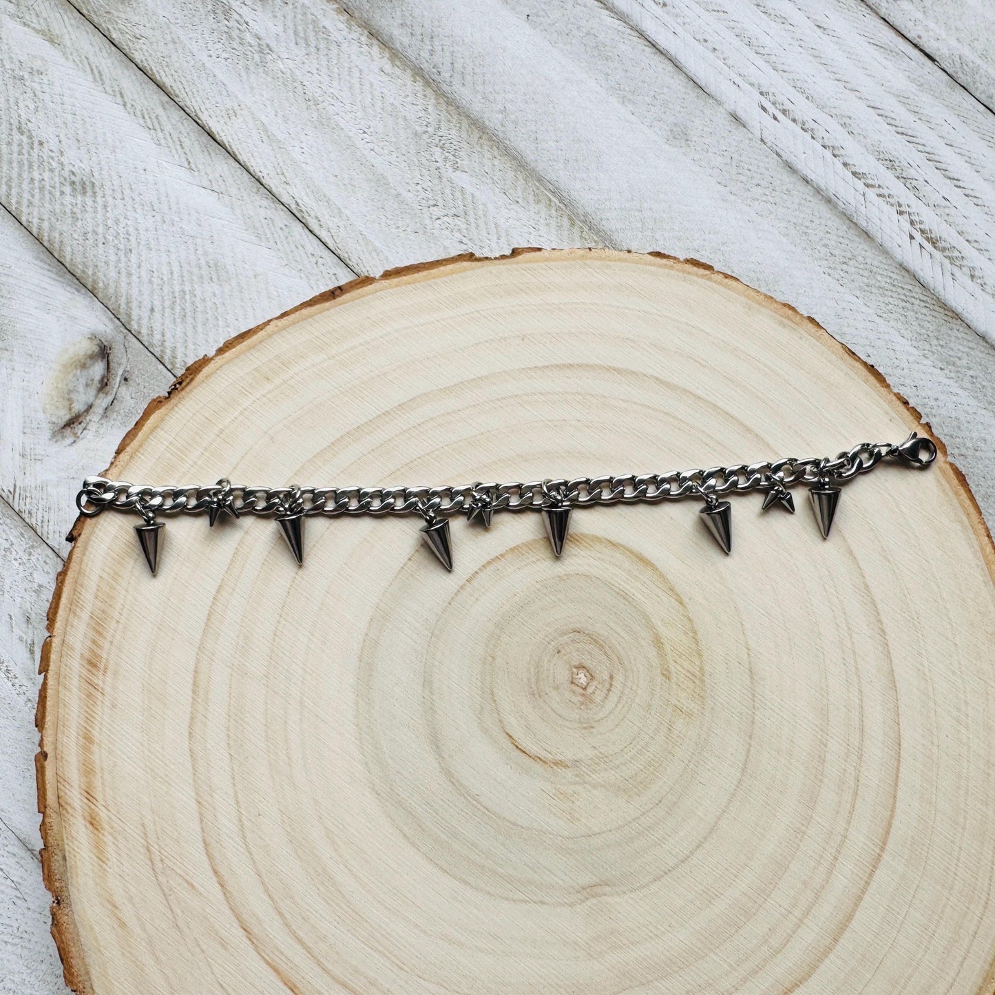 Chain Bracelet, Stainless Steel Bracelet, Punk Bracelet, Goth Bracelet Silver, Spike Bracelet, Cute Gifts for Friend, Graduation Gifts
