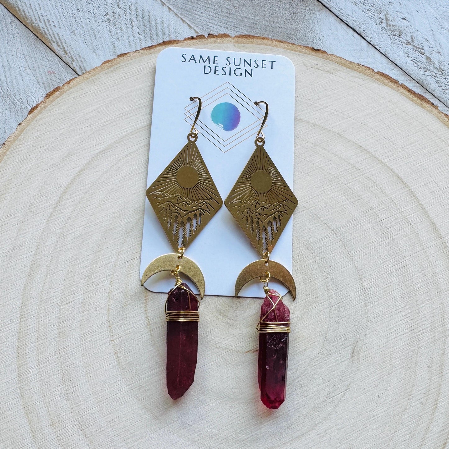 Mountain Earrings, Red Quartz Drop Earrings, Quartz Earrings, Cottagecore Earrings, Corporate Goth, Unique Gifts for Women Birthday