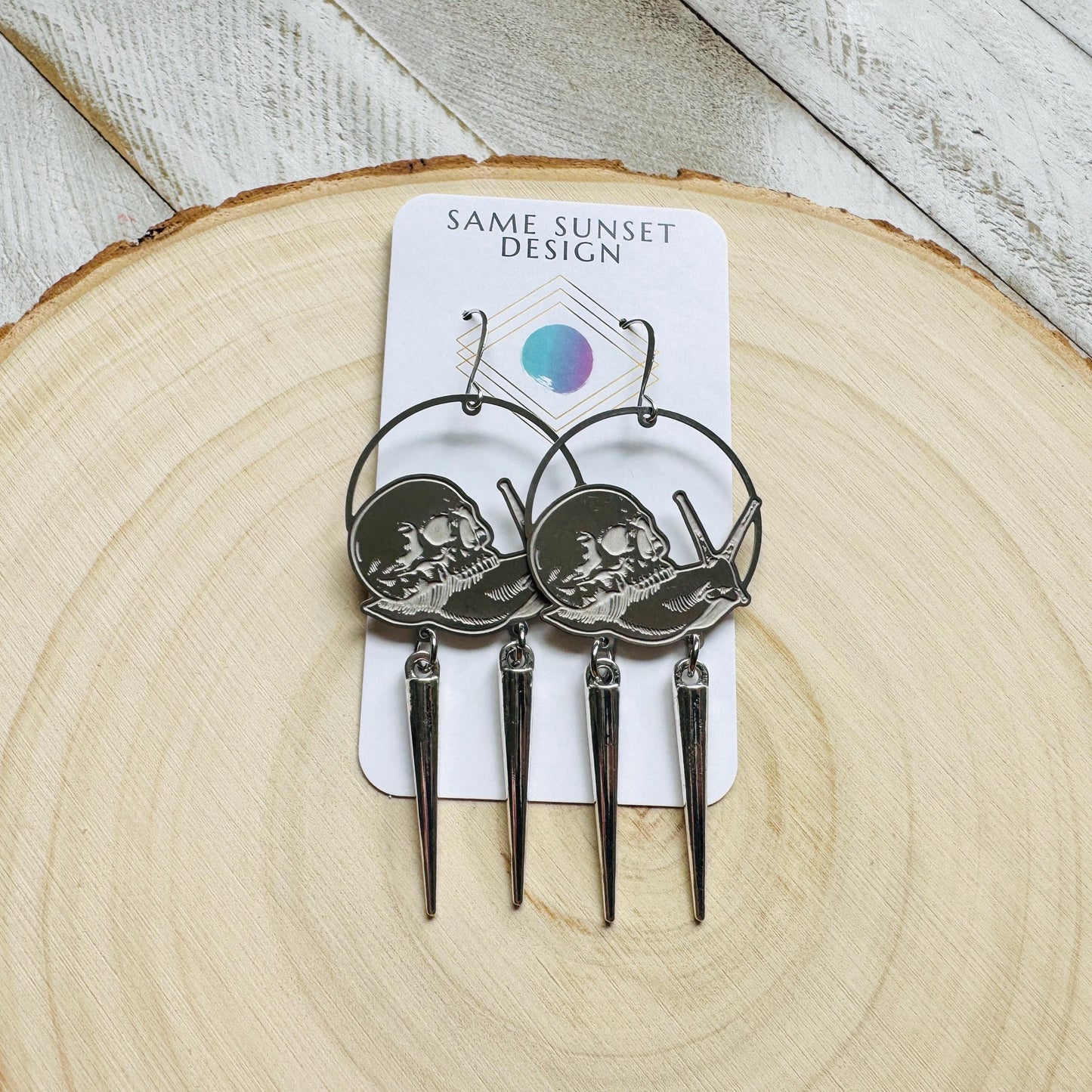 Skull Earrings, Snail Earrings, Spike Earrings, Industrial Earrings, Fun Earrings, Gothic Earrings for Women, Unique Halloween Gifts