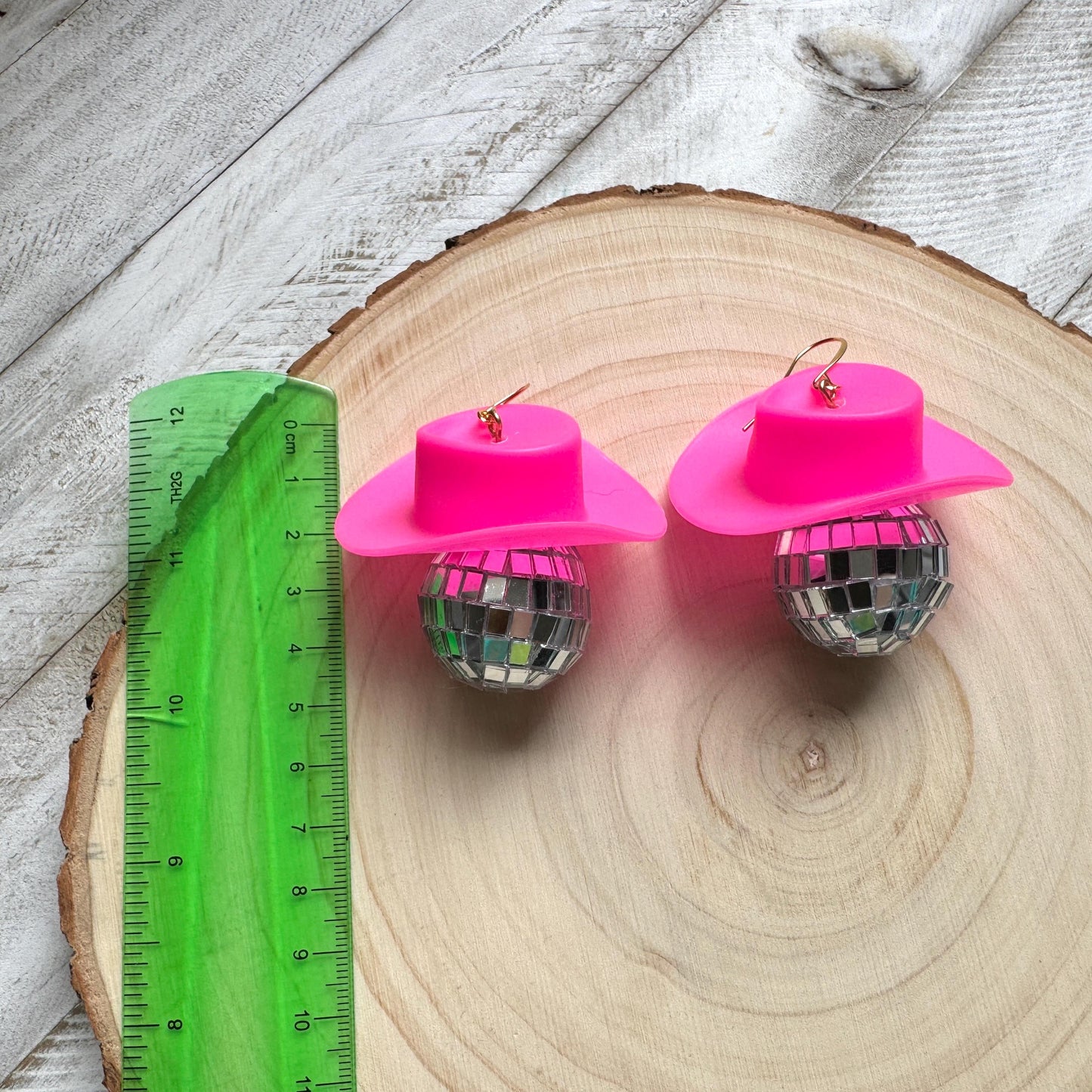 Disco Ball Earrings, Cowboy Hat Earrings, Pink Earrings, Western Earrings, Trendy Jewelry, Fun Earrings, Anniversary Gift for Girlfriend
