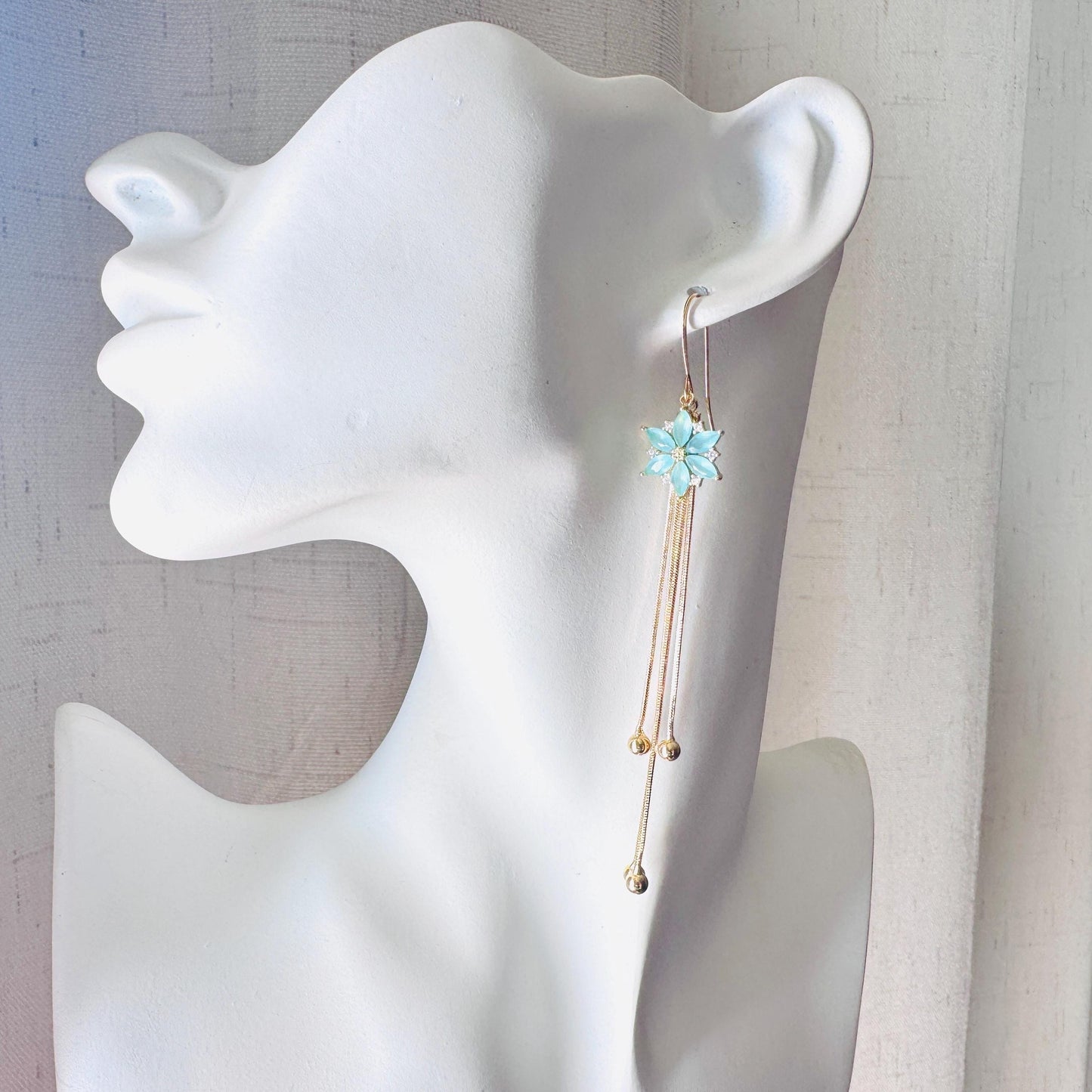 Flower Earrings for Women, Gold Tassel Earrings, Cute Earrings, Festival Jewelry, Mothers Day Gift From Son, Plant Mom Gifts for Her