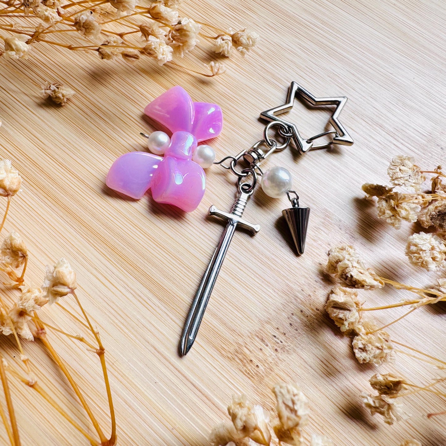 Sword Keychain, Purse Charm, Bag Charm, Star Keychain, Backpack Accessories, Goth Bag Charm, Coquette Gifts for Girls, Witchy Gifts for Her