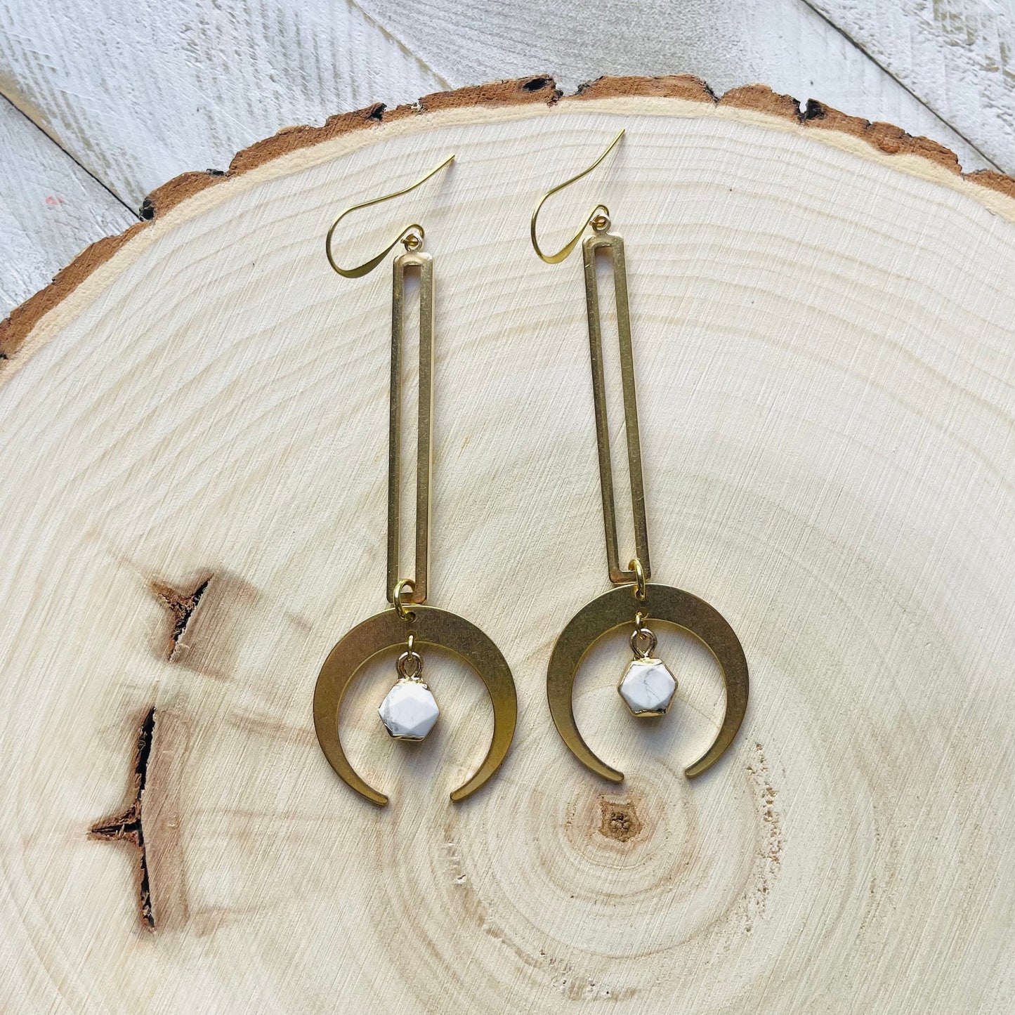 Howlite Moon Earrings