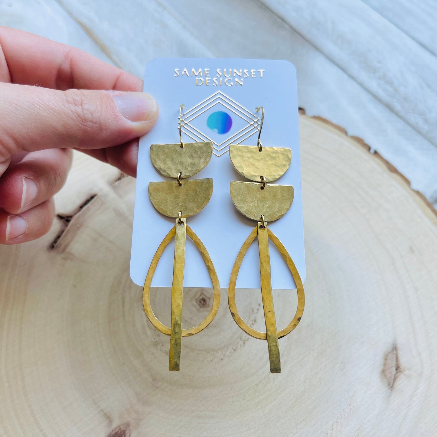 Hammered Brass Boho Earrings