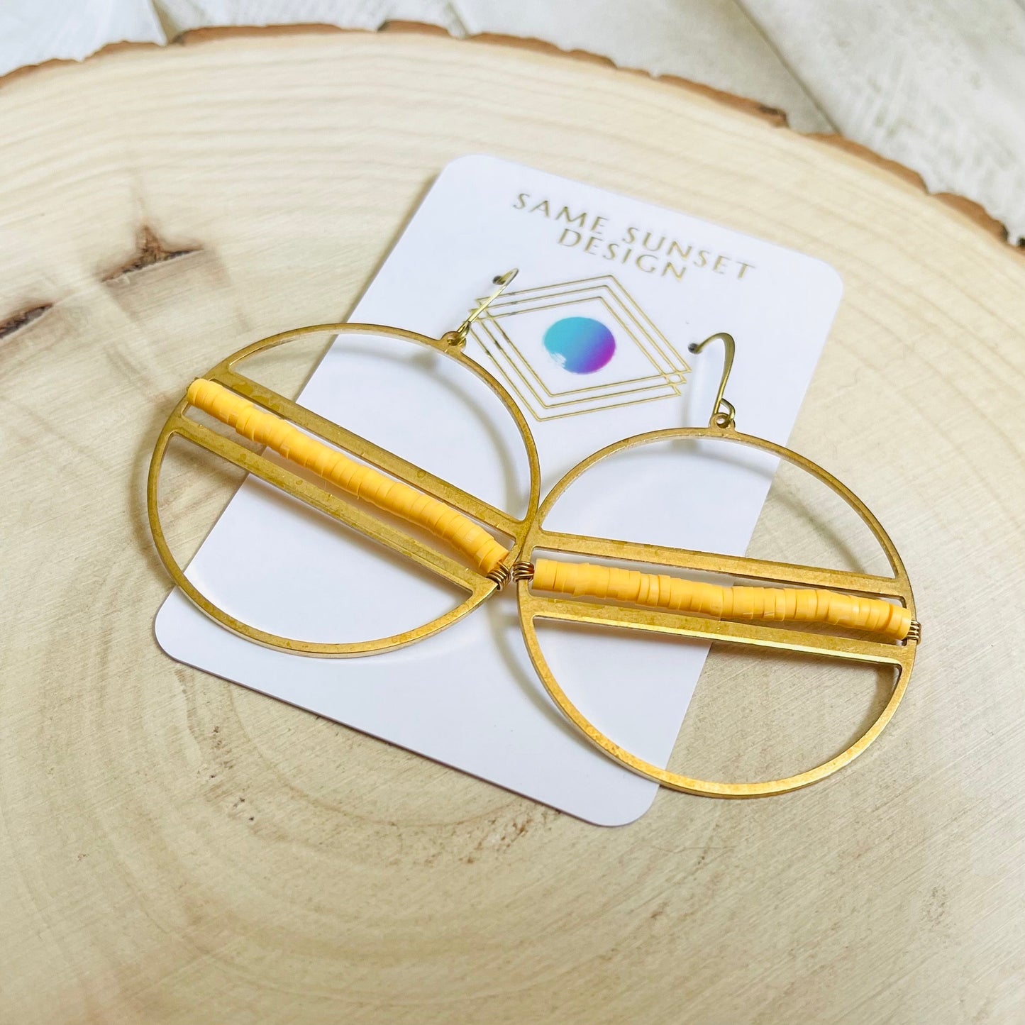 Yellow Heishi Bead Hoop Earrings