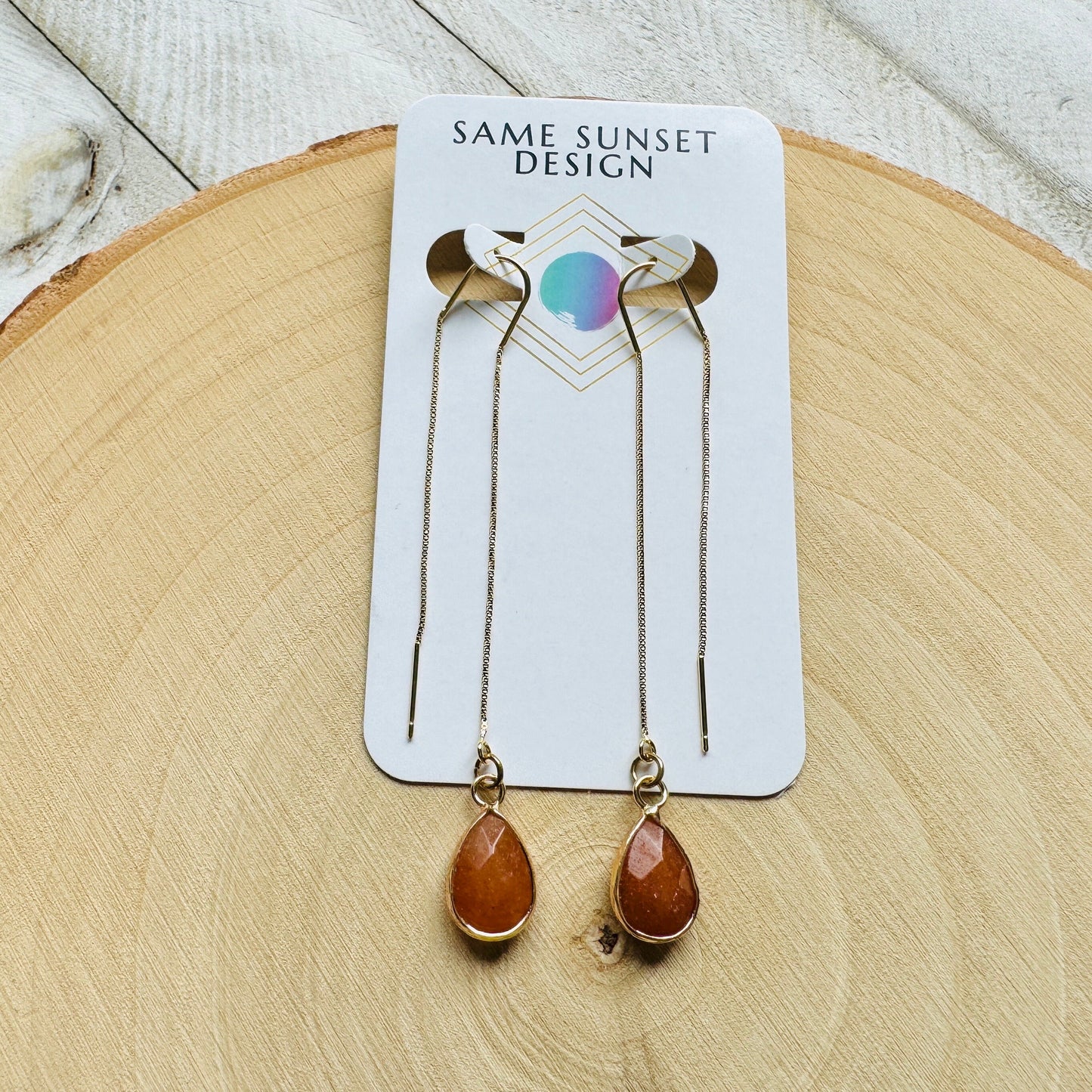 Aventurine Threader Earrings