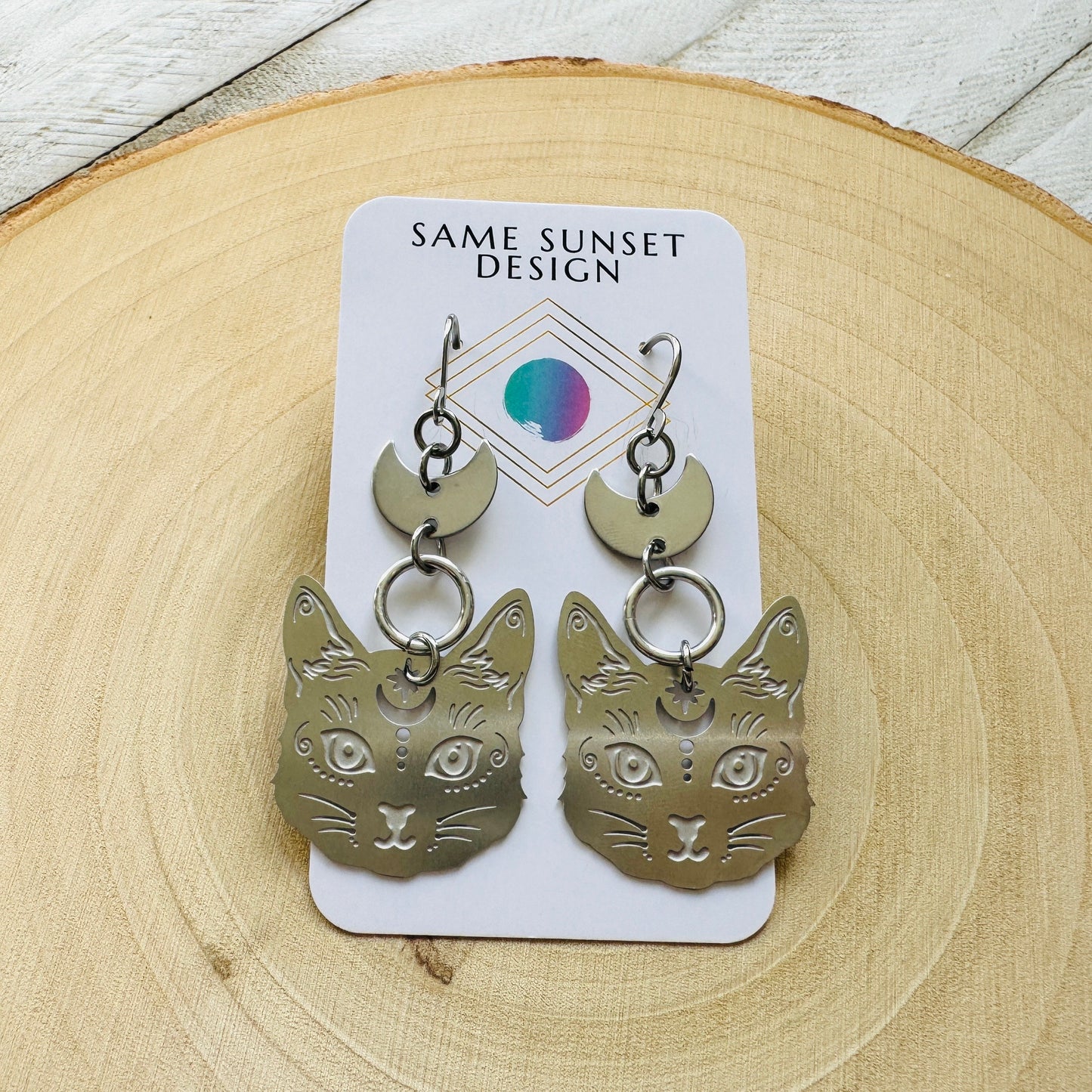 Stainless Steel Cat Earrings