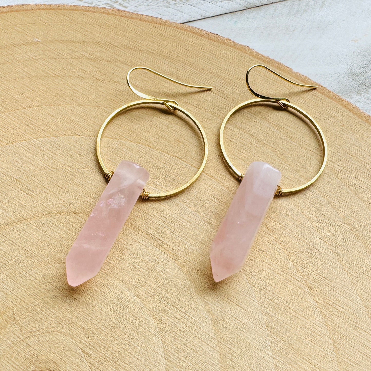 Rose Quartz Hoop Earrings
