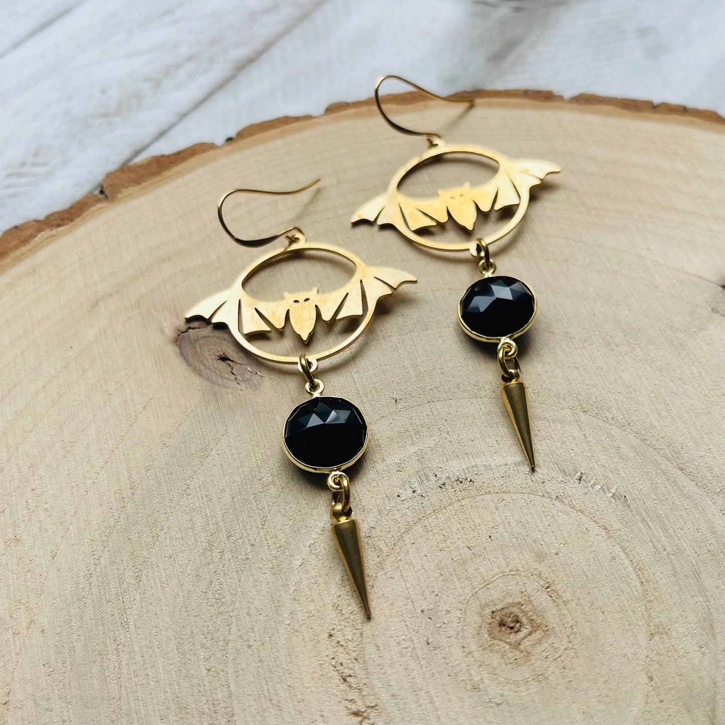 Onyx Bat Earrings