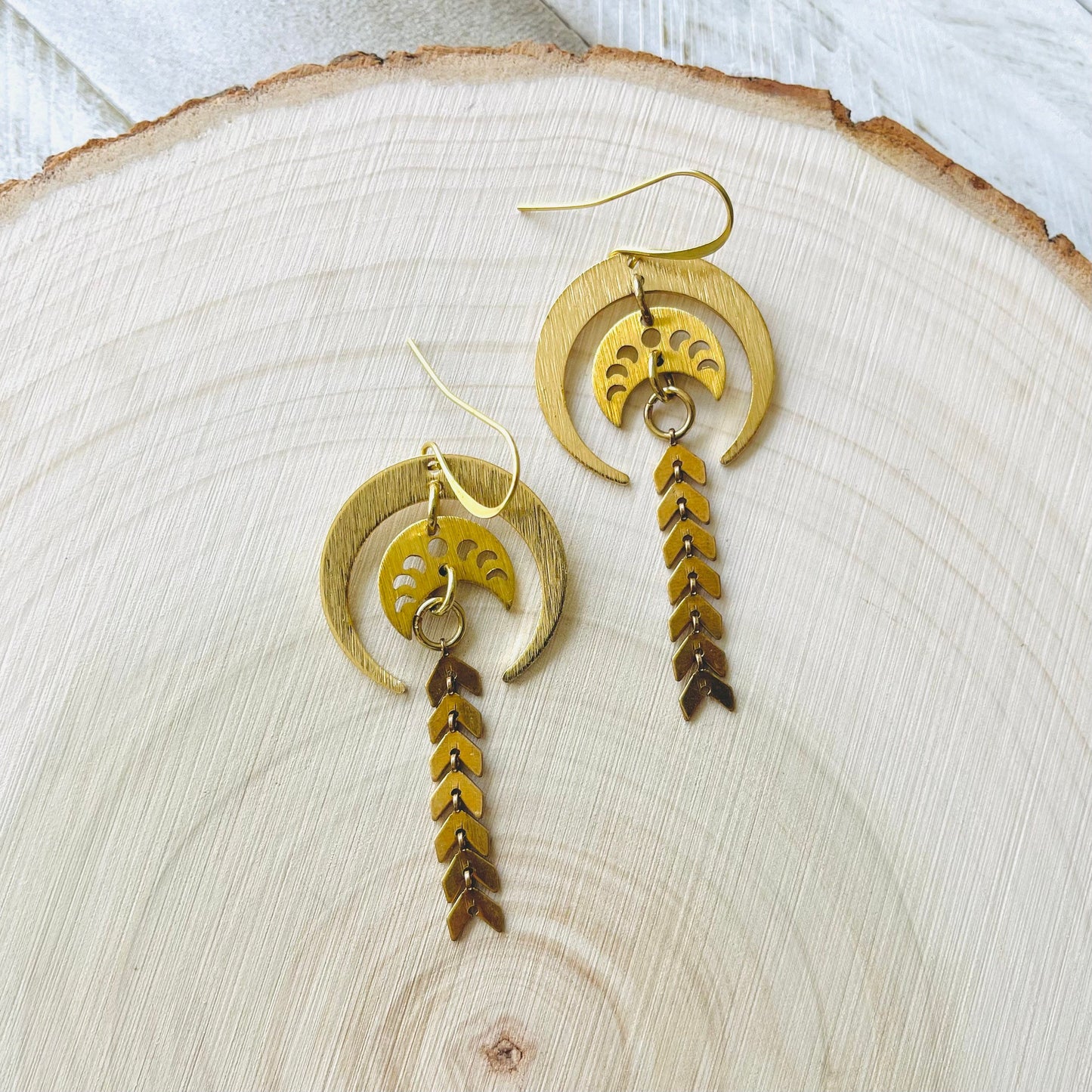 Brass Moon Earrings
