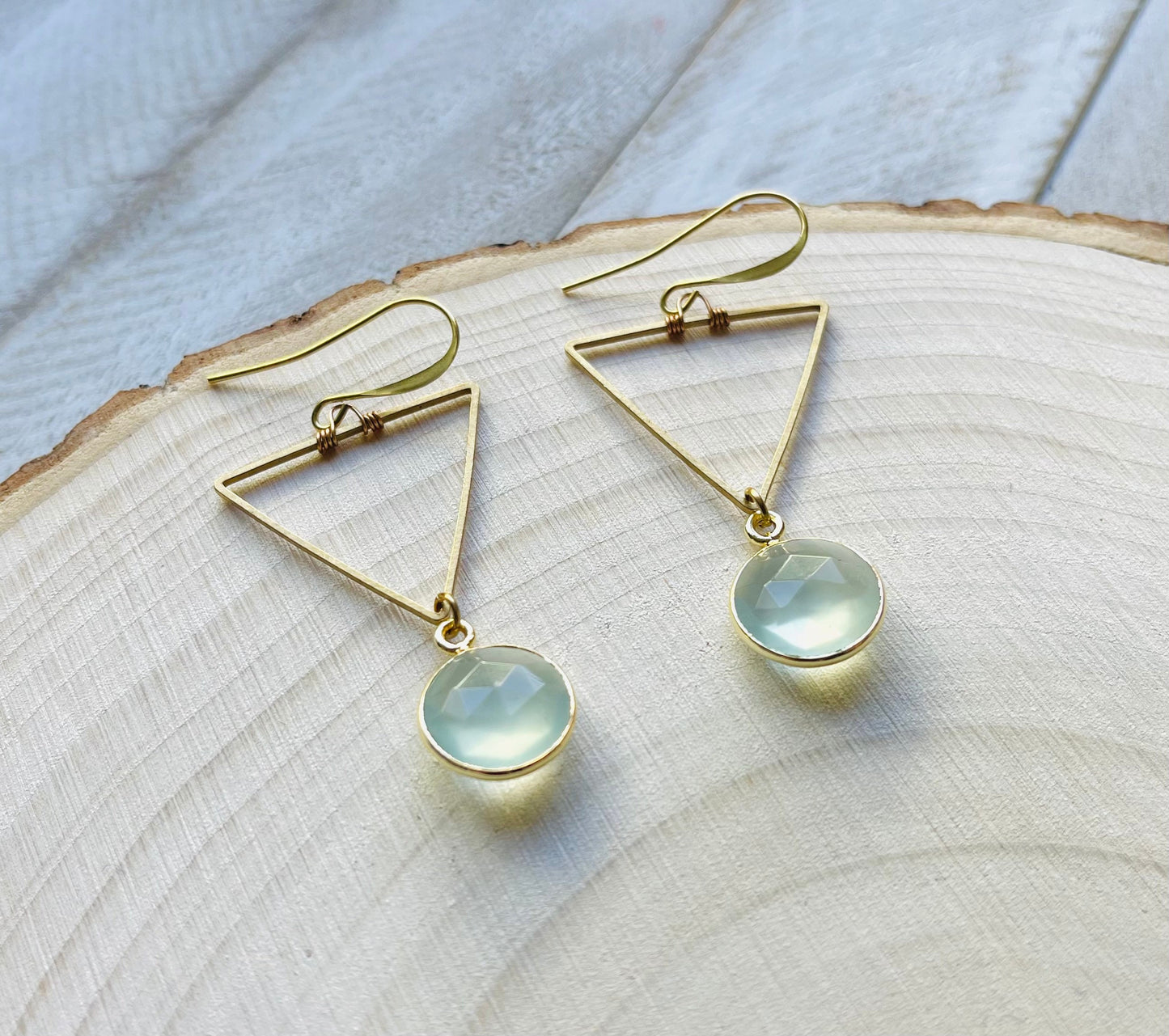 Triangle Chalcedony Earrings