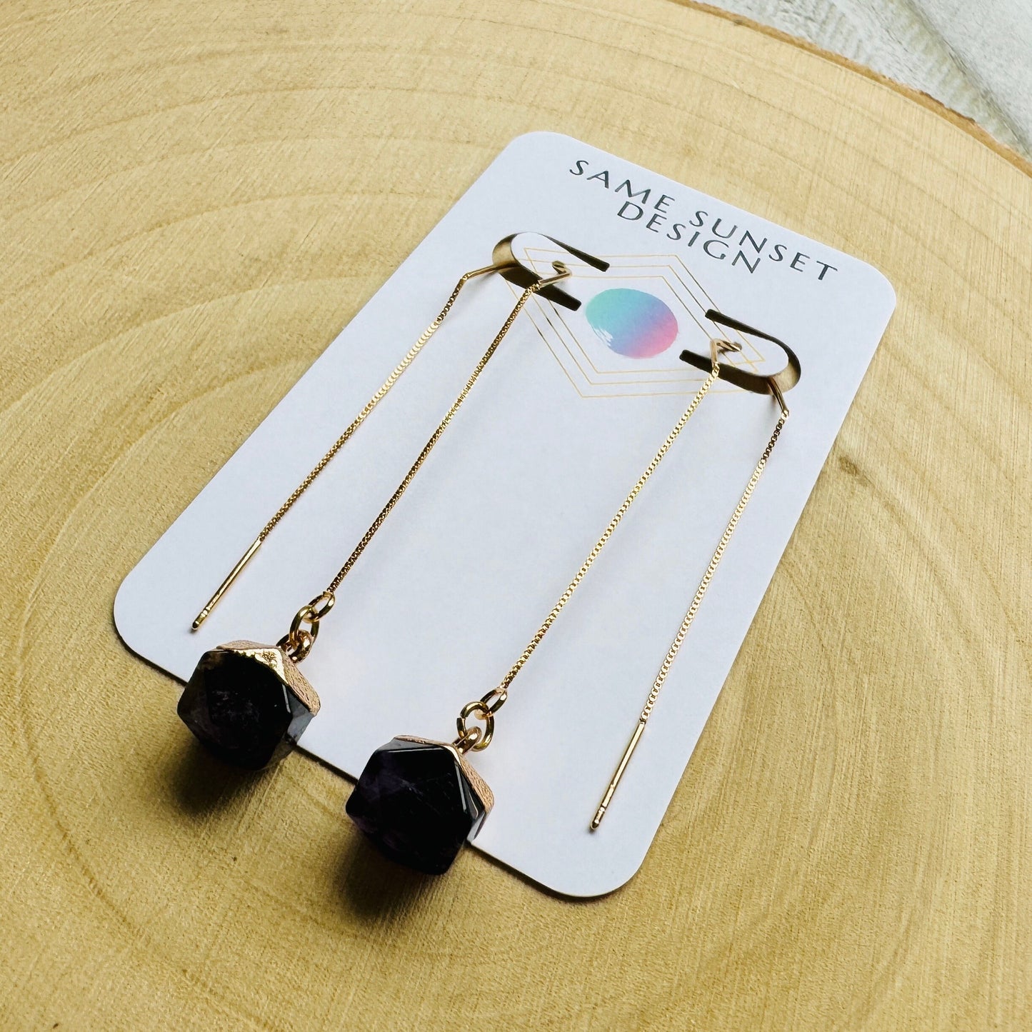 Amethyst Threader Earrings