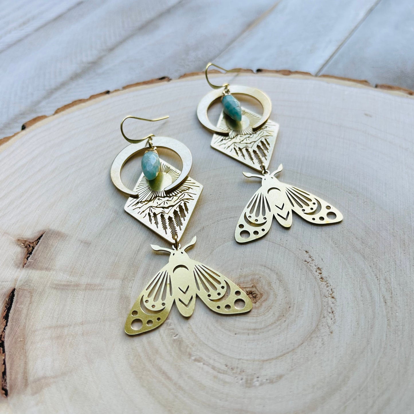 Aventurine Moth Earrings