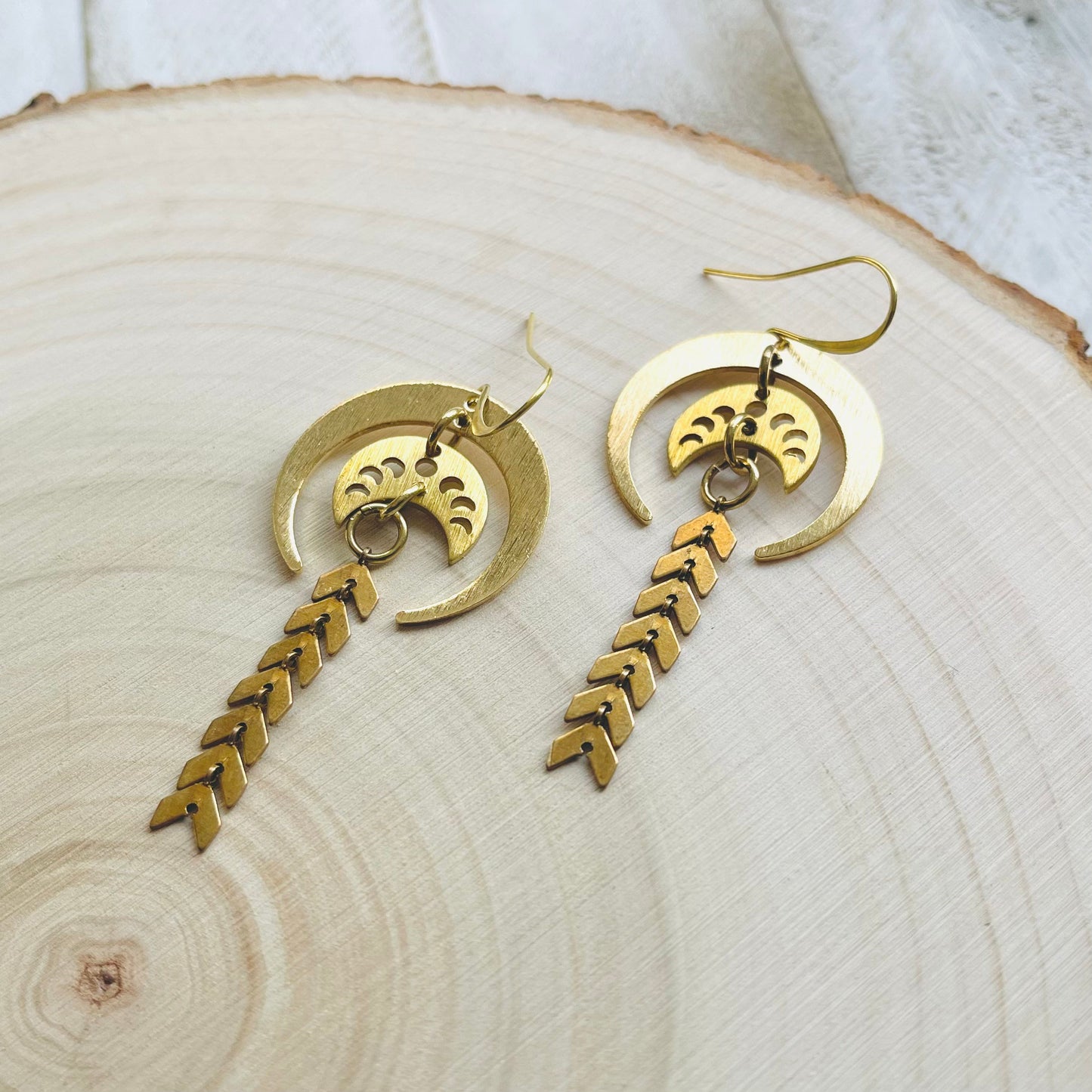Brass Moon Earrings
