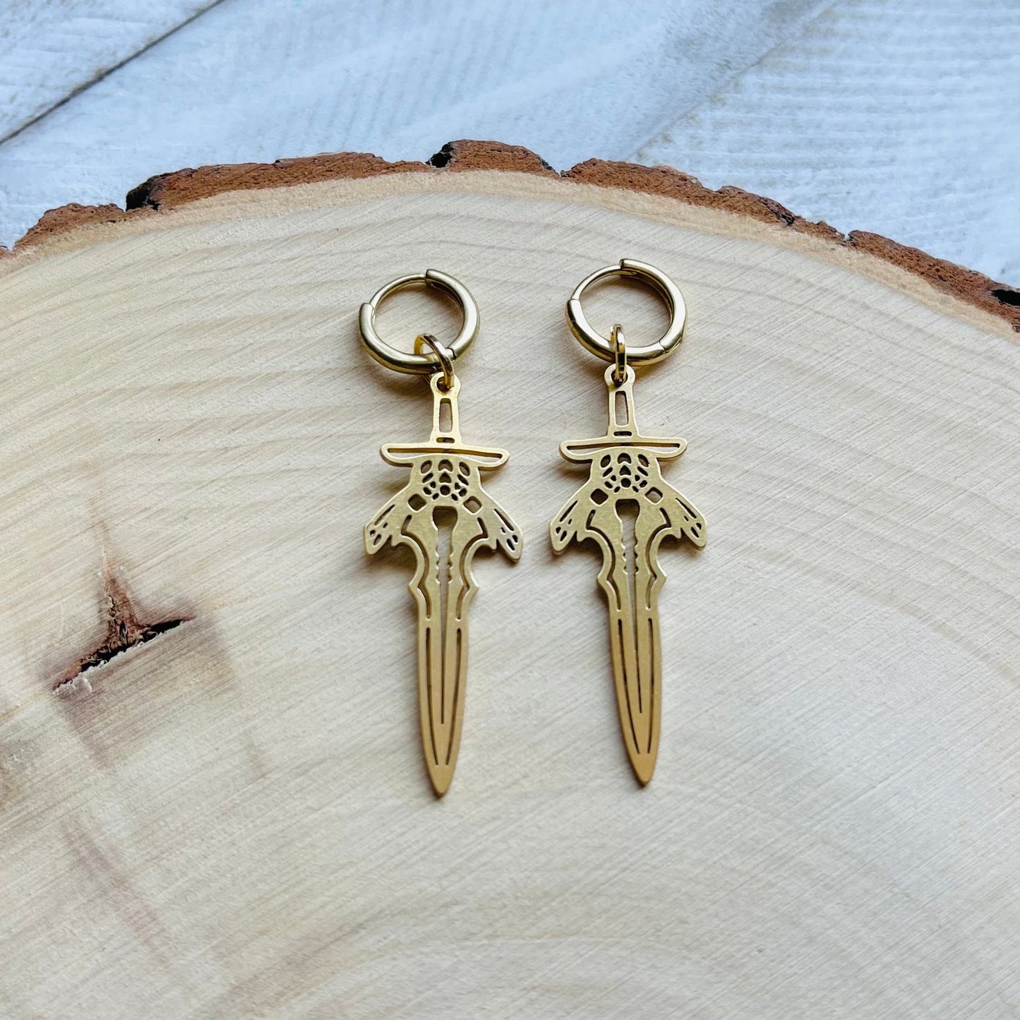 Dagger Huggie Hoop Earrings