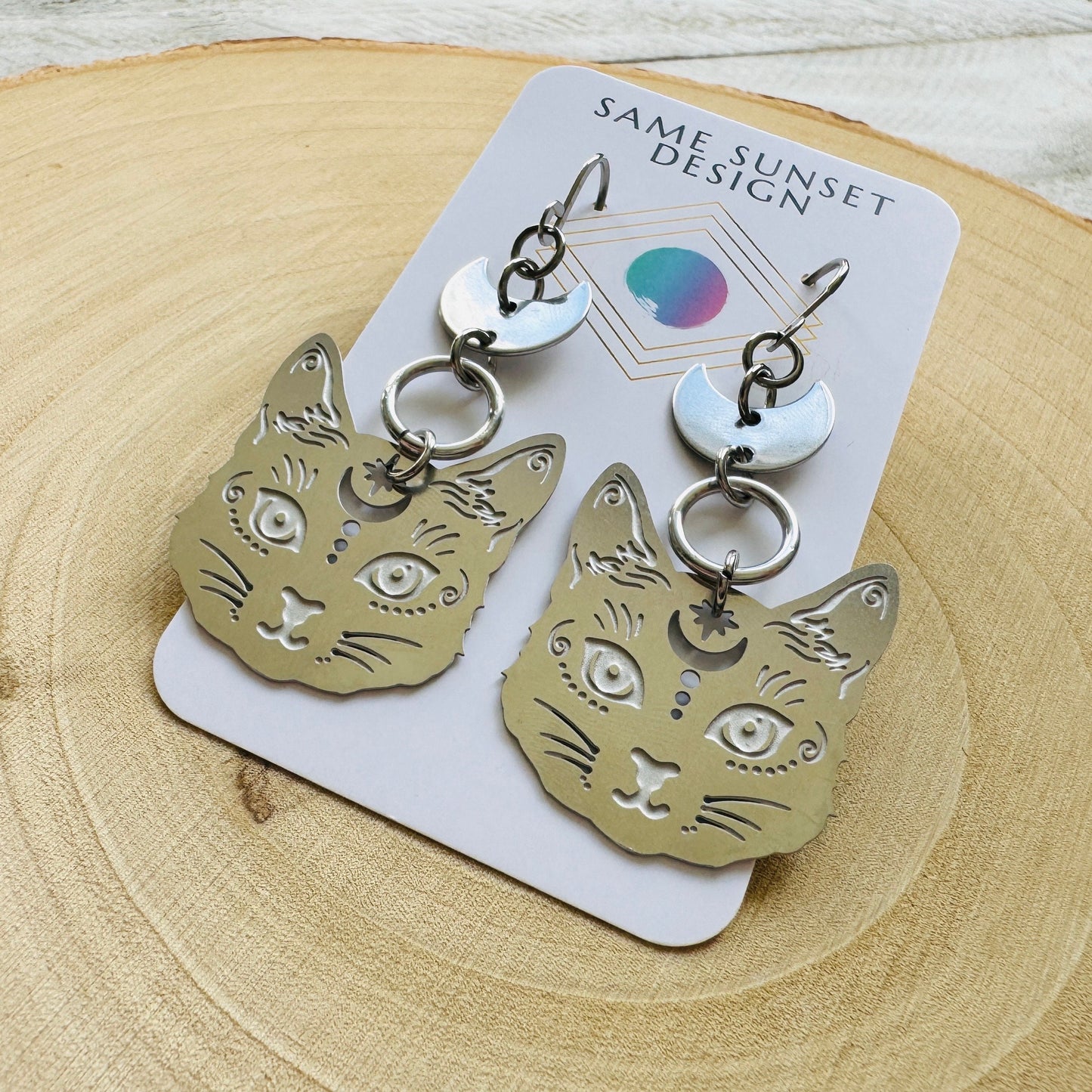 Stainless Steel Cat Earrings